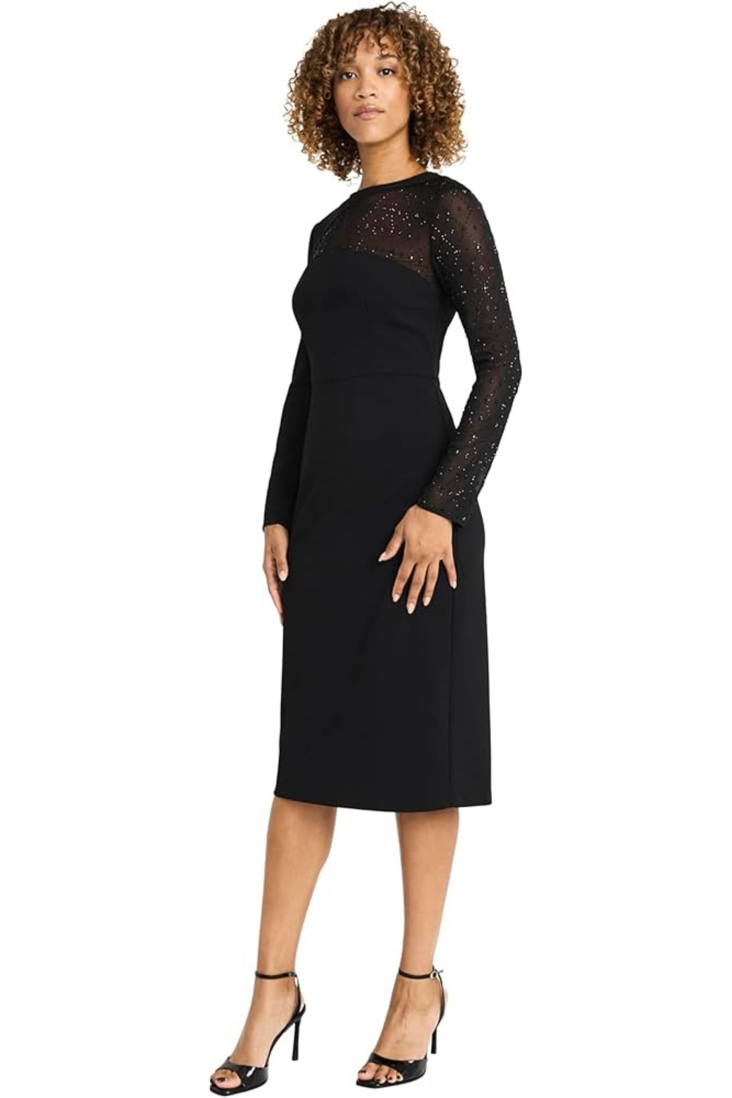 Maggy London Long Sleeve Sheath Midi Cocktail Dress