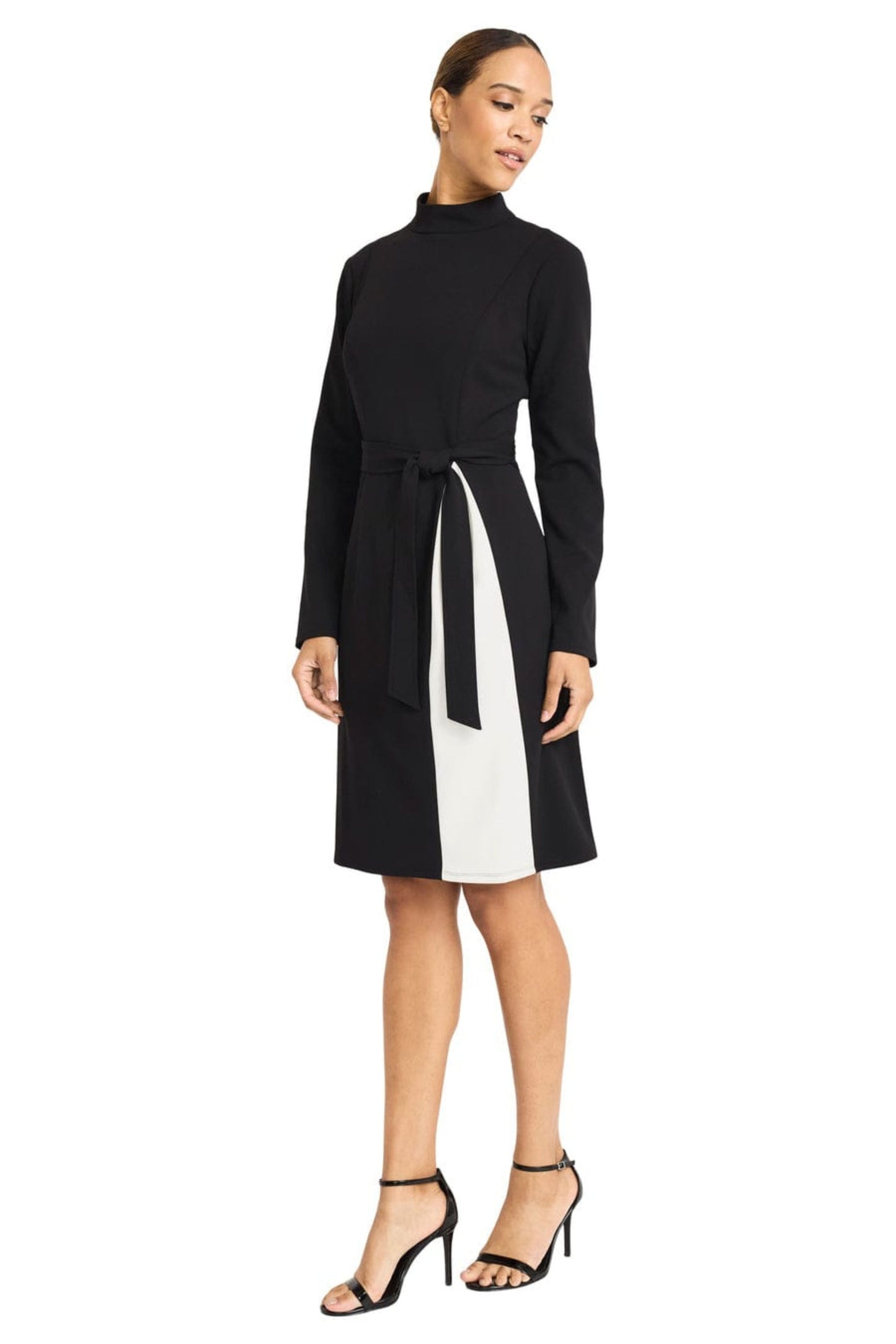 Maggy London Color Block Long Sleeve A-Line Dress