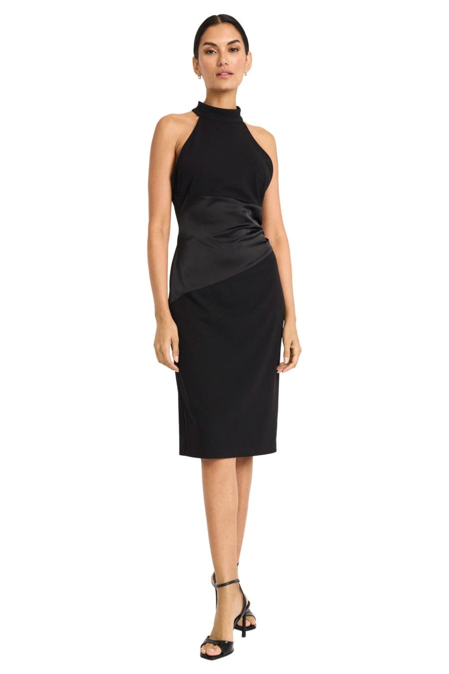 Maggy London Halter Sheath Midi Cocktail Dress