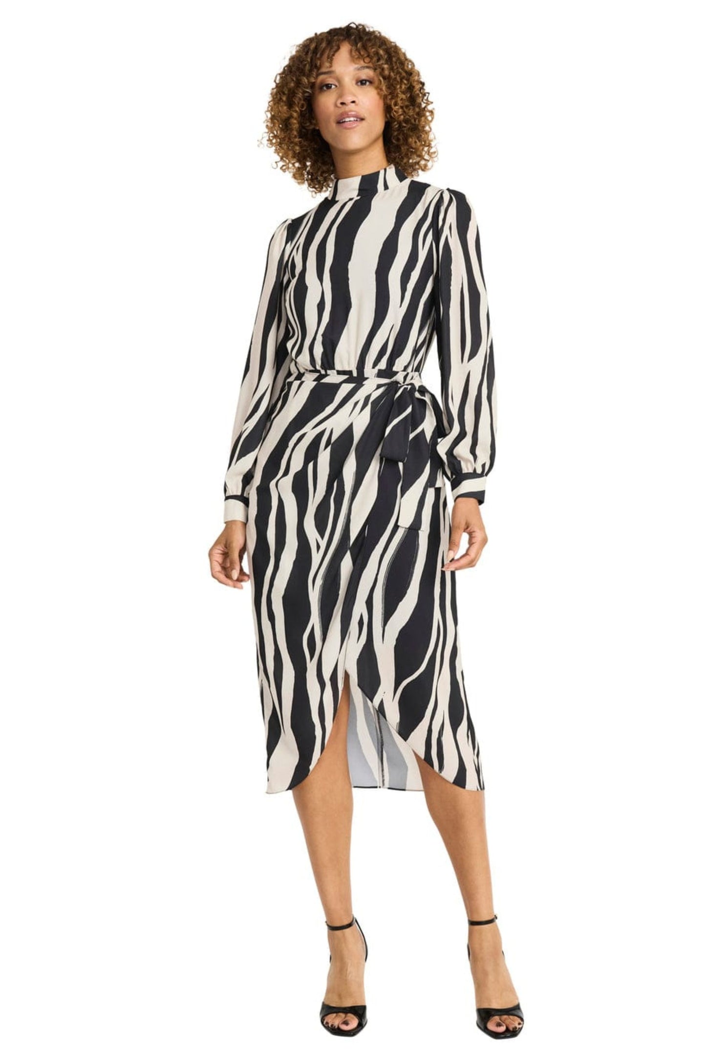 Maggy London Animal Print Long Sleeve Midi Dress