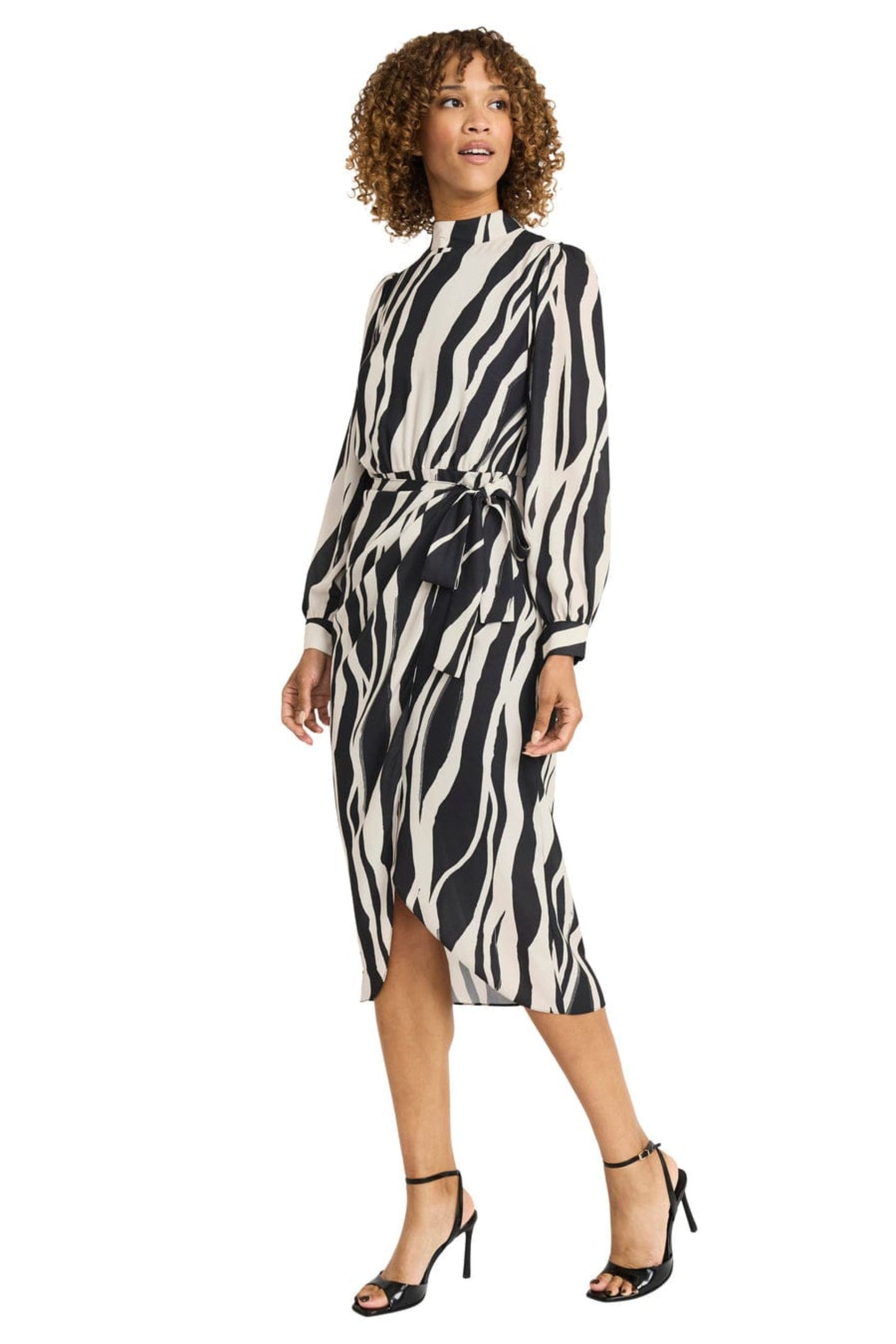 Maggy London Animal Print Long Sleeve Midi Dress