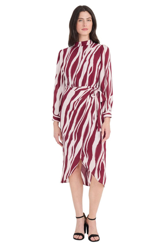 Maggy London Animal Print Long Sleeve Midi Dress
