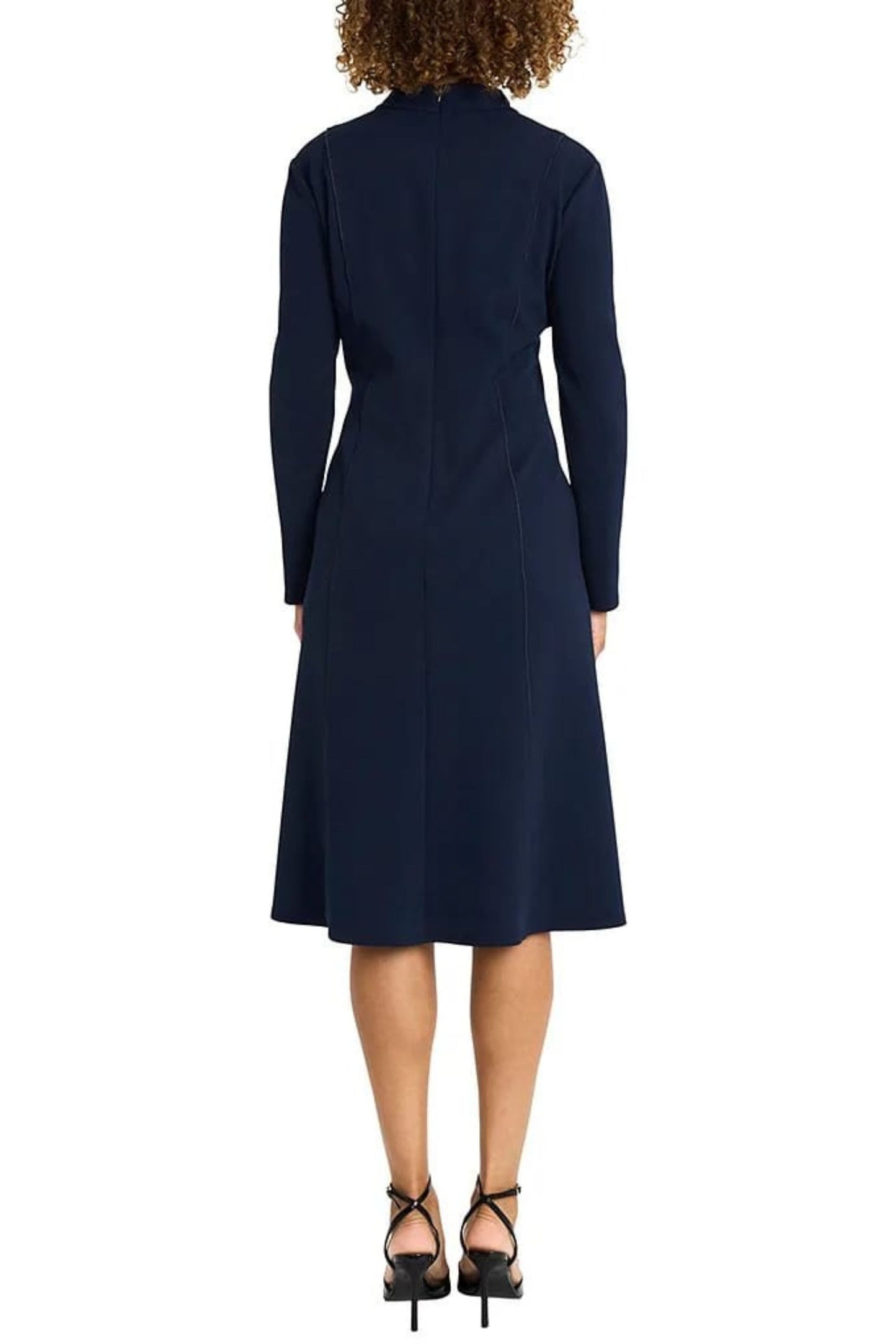 Maggy London Split Neck Midi A-Line Dress