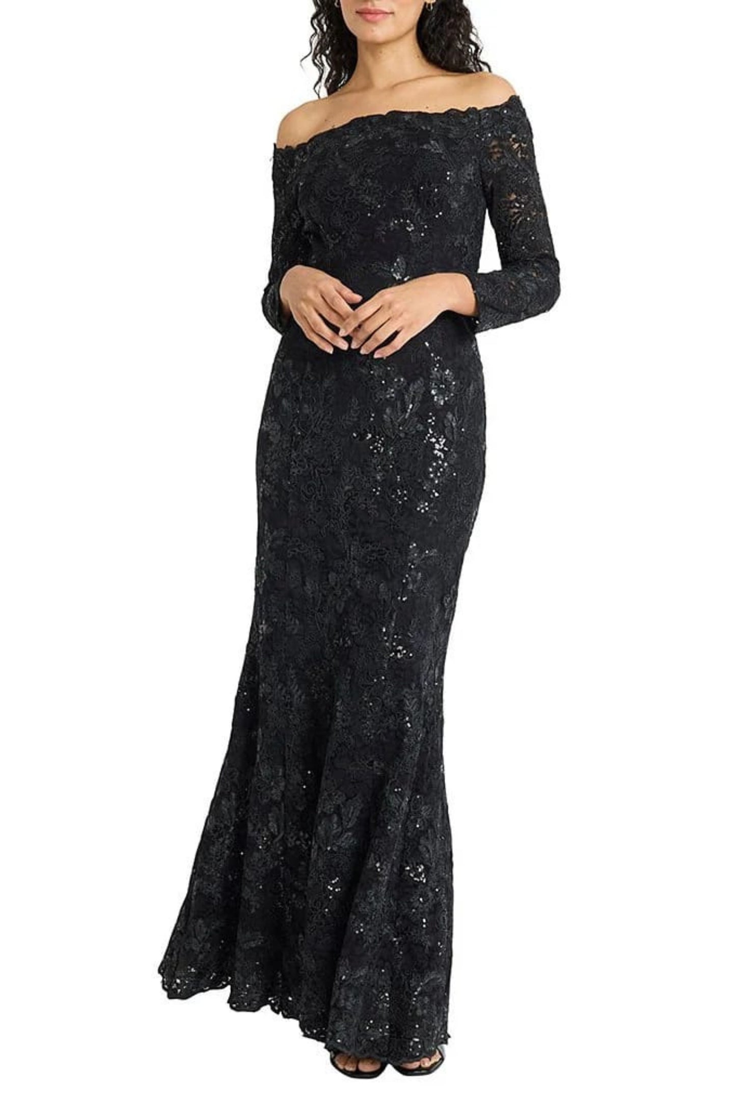 Maggy London Embroidery Lace Off The Shoulder Gown