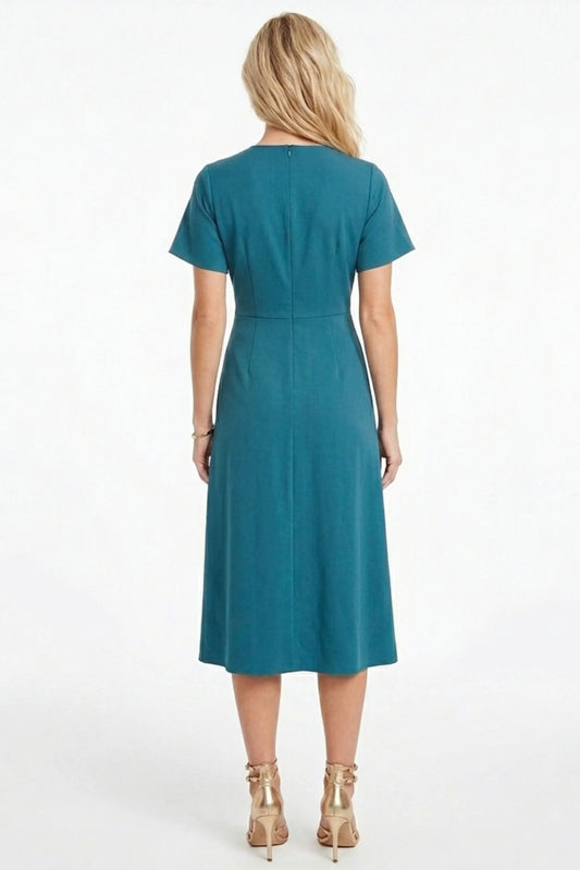 Maggy London Green Heron O-Ring Twist Waist Midi Dress