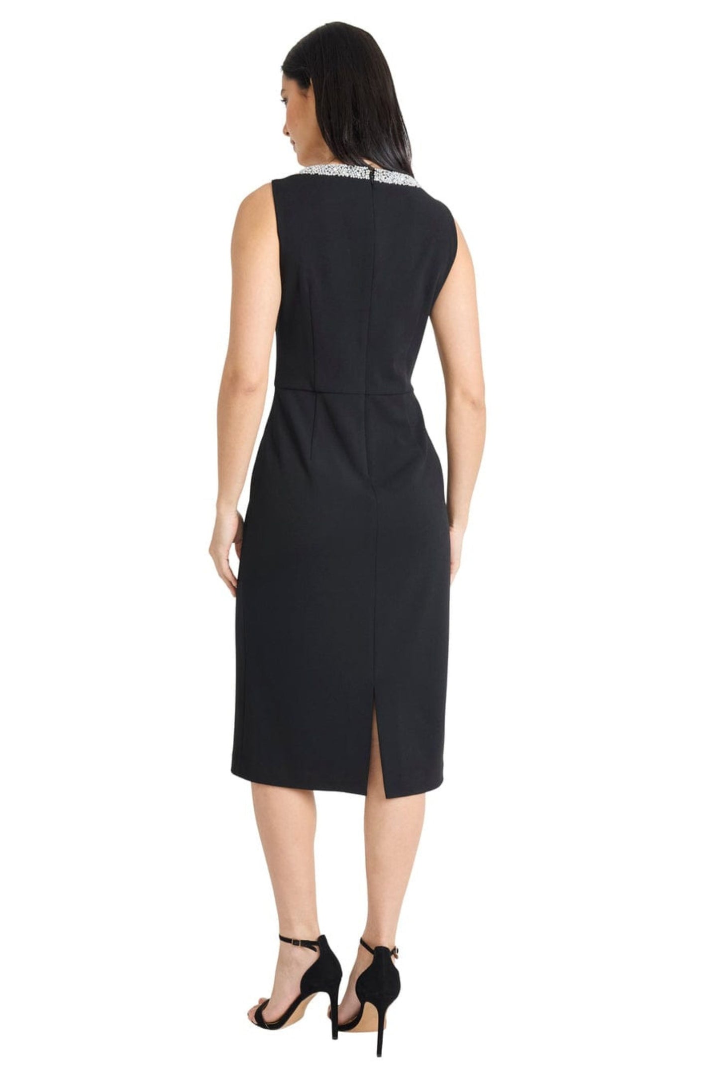 Maggy London Embellished Neckline Midi Cocktail Dress