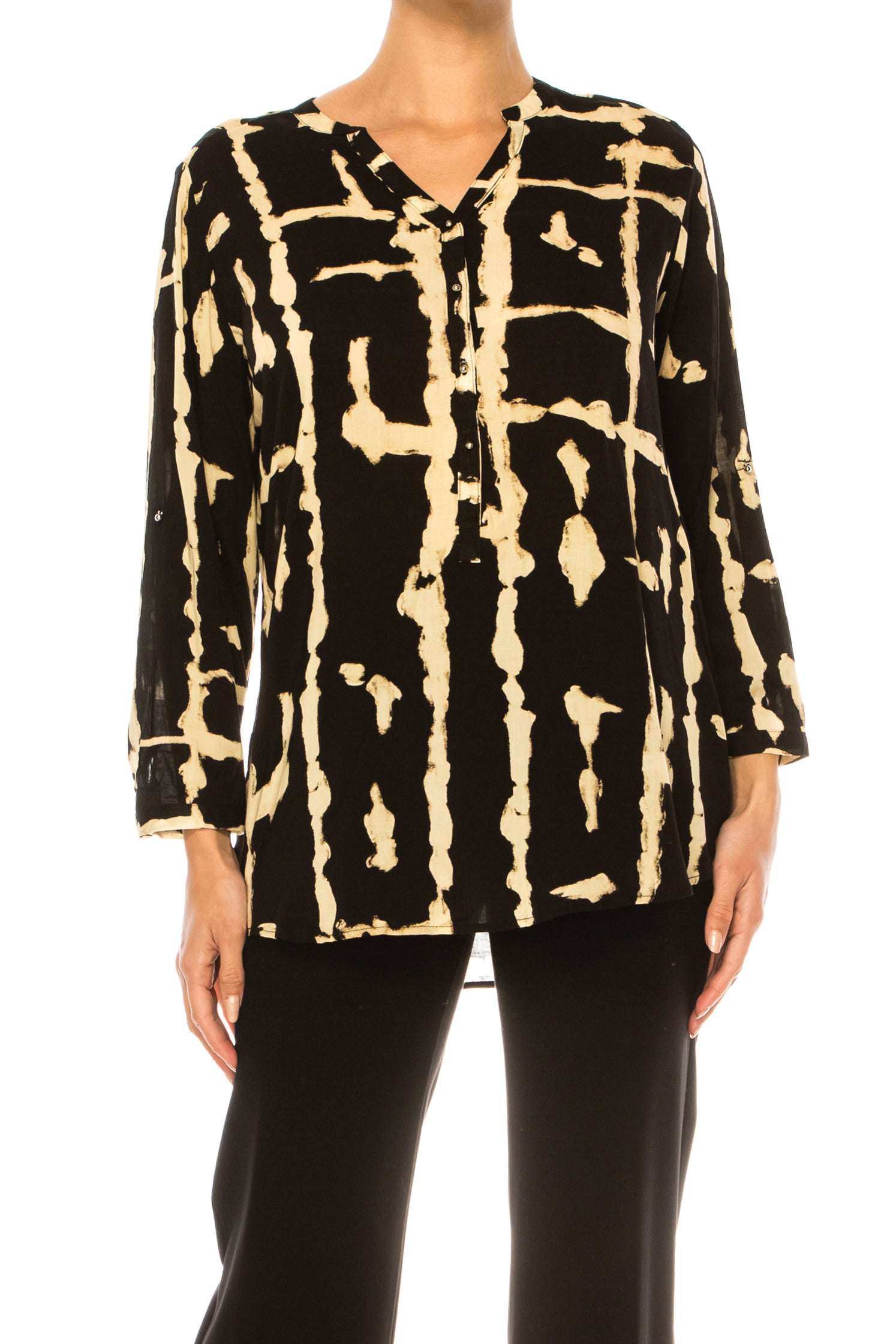 Grand & Greene Long Sleeve Abstract Tunic Top