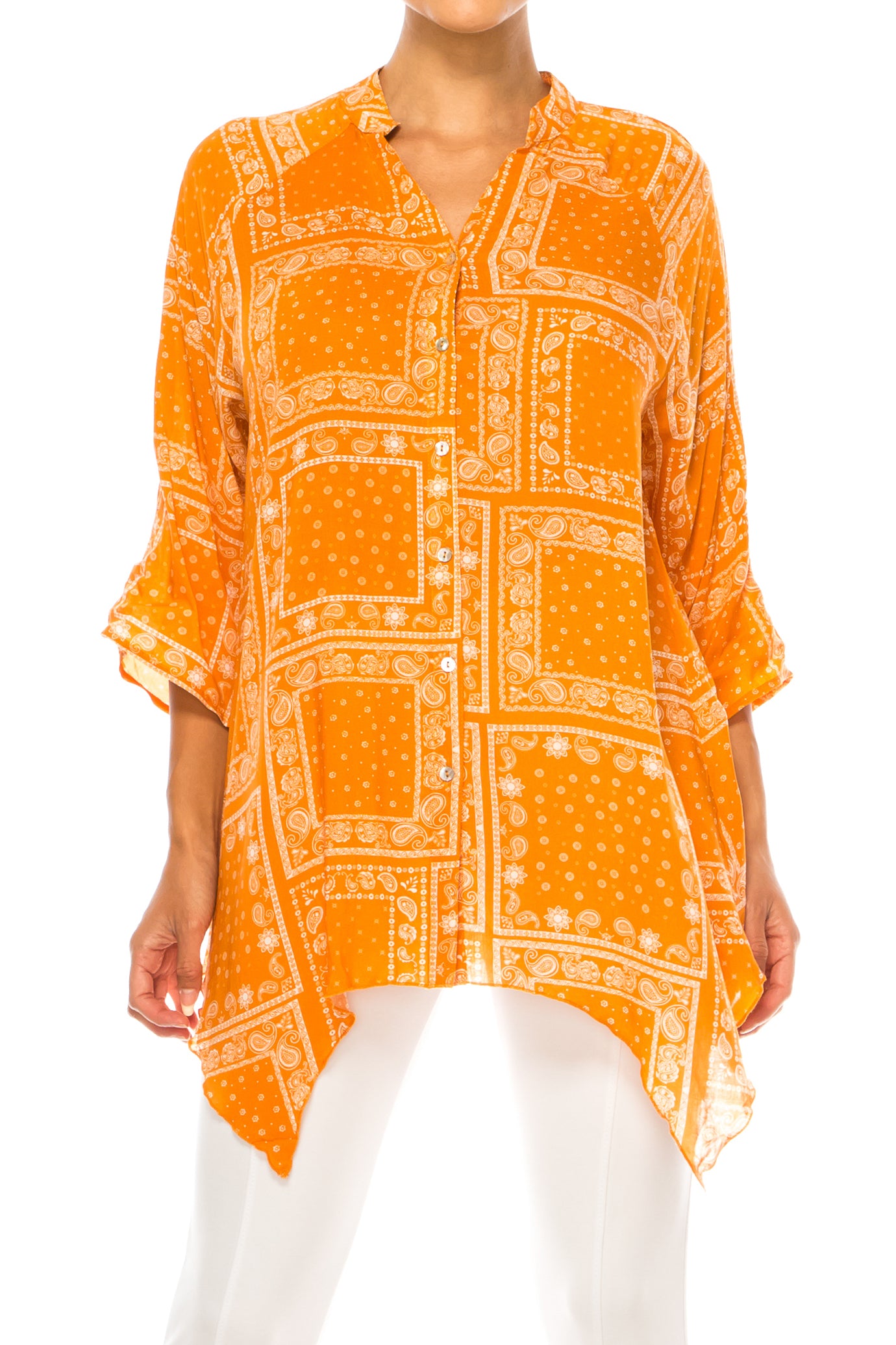 Grand & Greene 3/4 Sleeve Button Down Top