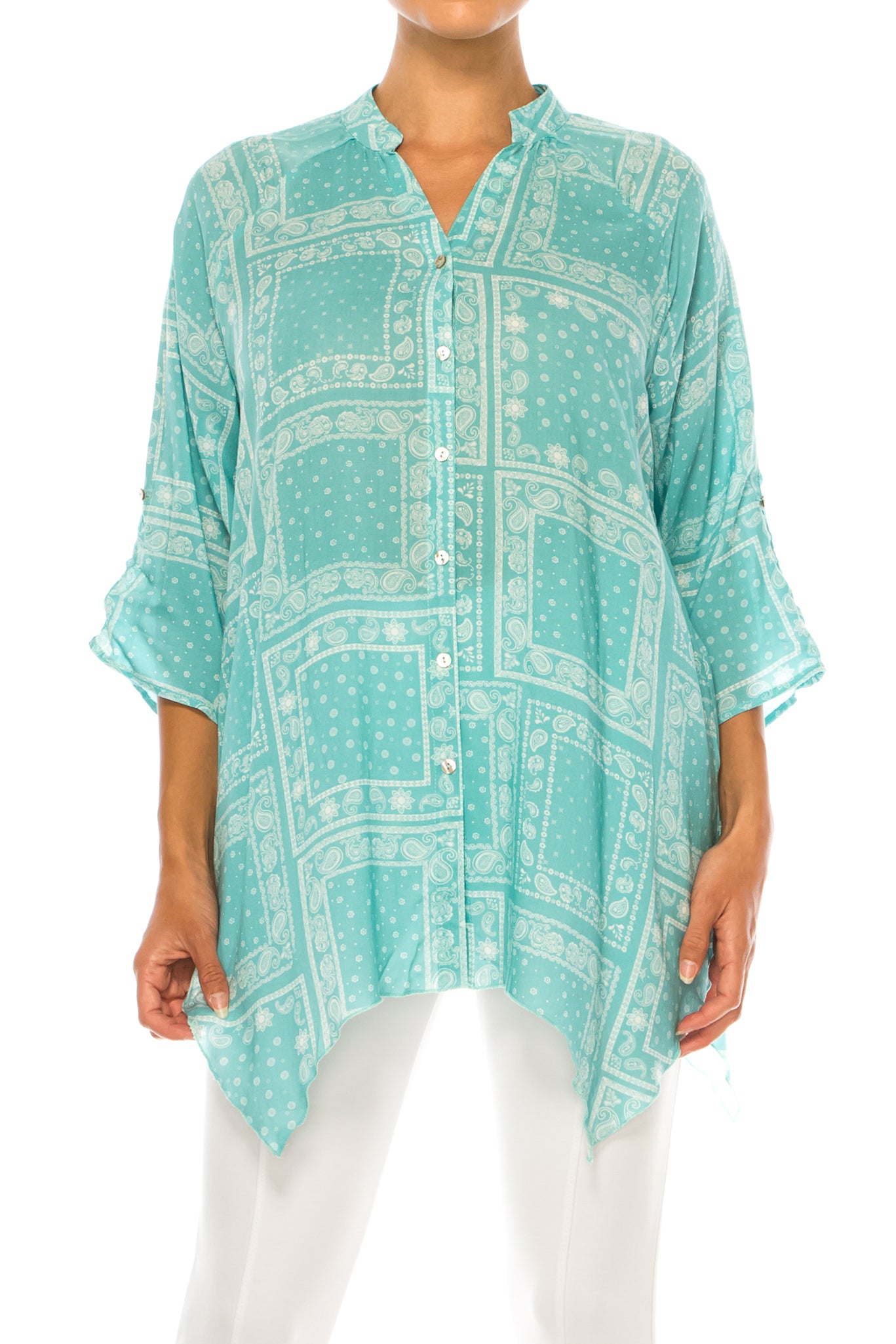 Grand & Greene 3/4 Sleeve Button Down Top
