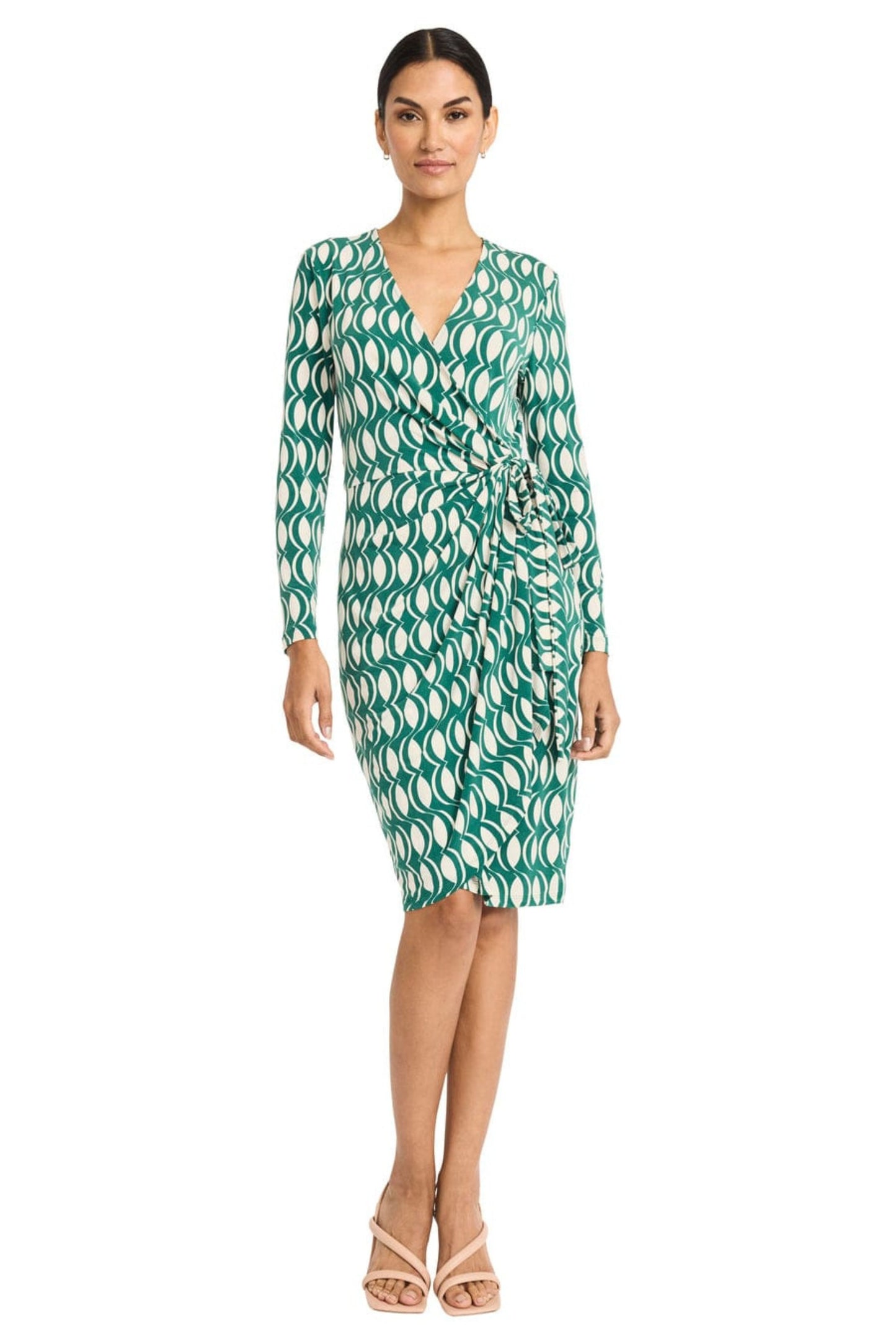 Maggy London Geo Print Long Sleeve Wrap Dress