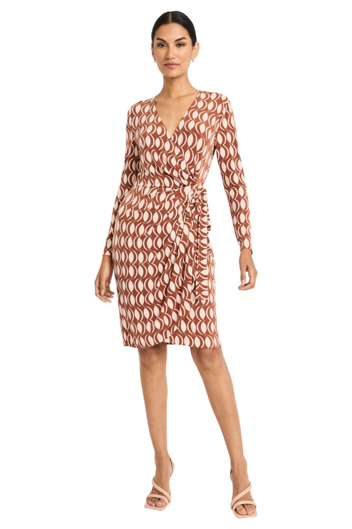 Maggy London Geo Print Long Sleeve Wrap Dress