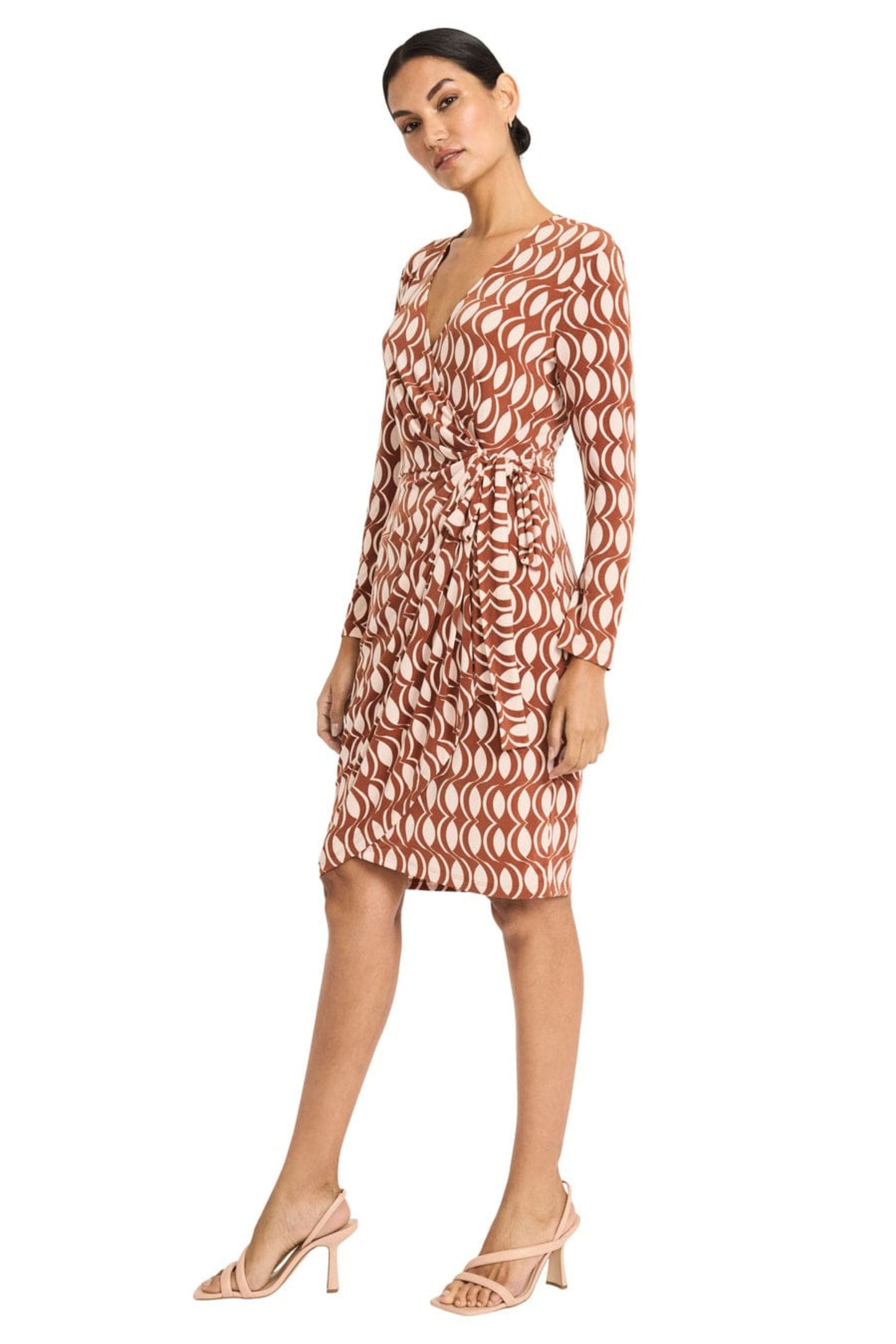 Maggy London Geo Print Long Sleeve Wrap Dress