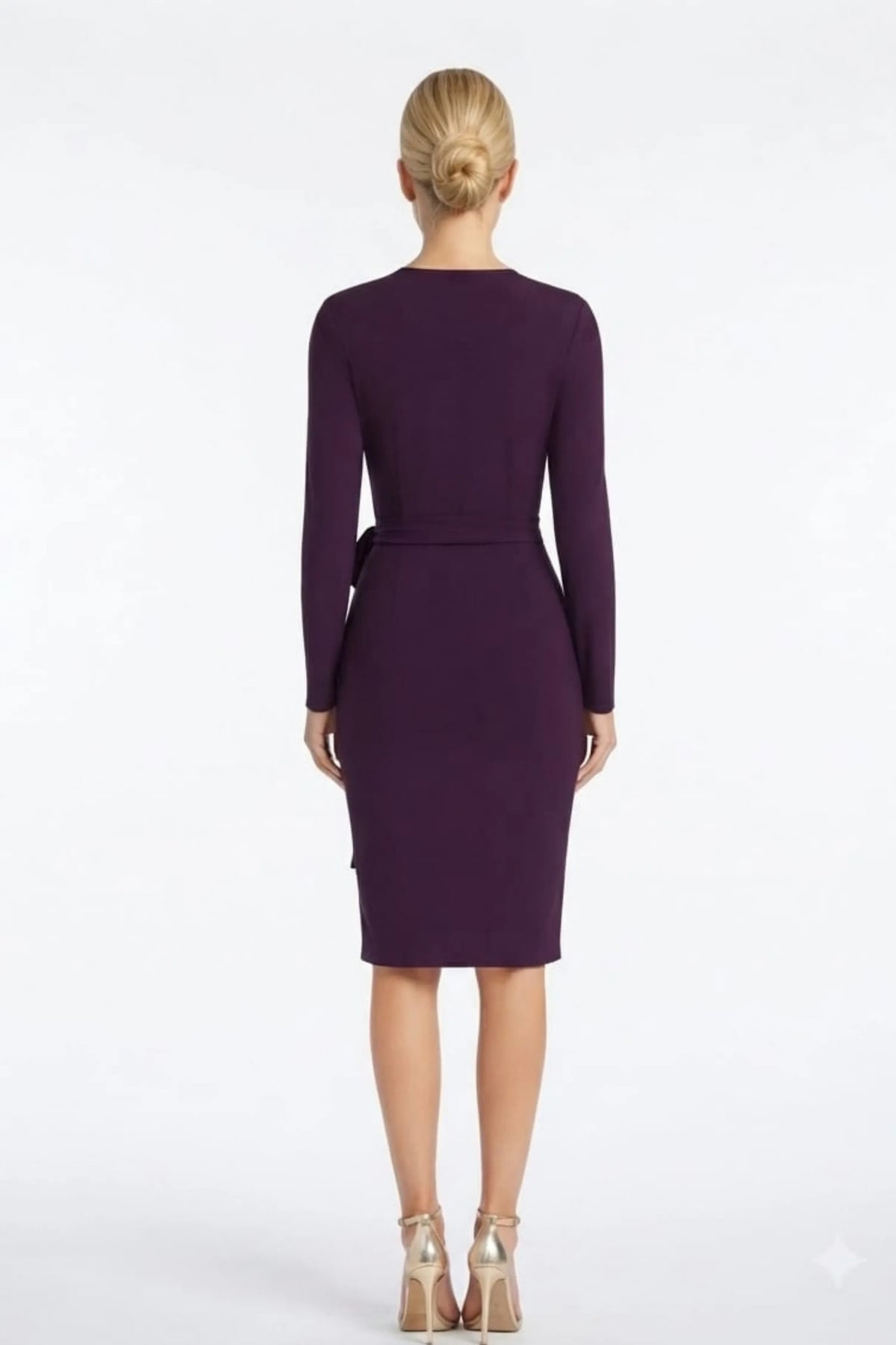 Maggy London Luxe Plum Side-Tie Faux-Wrap Sheath Dress