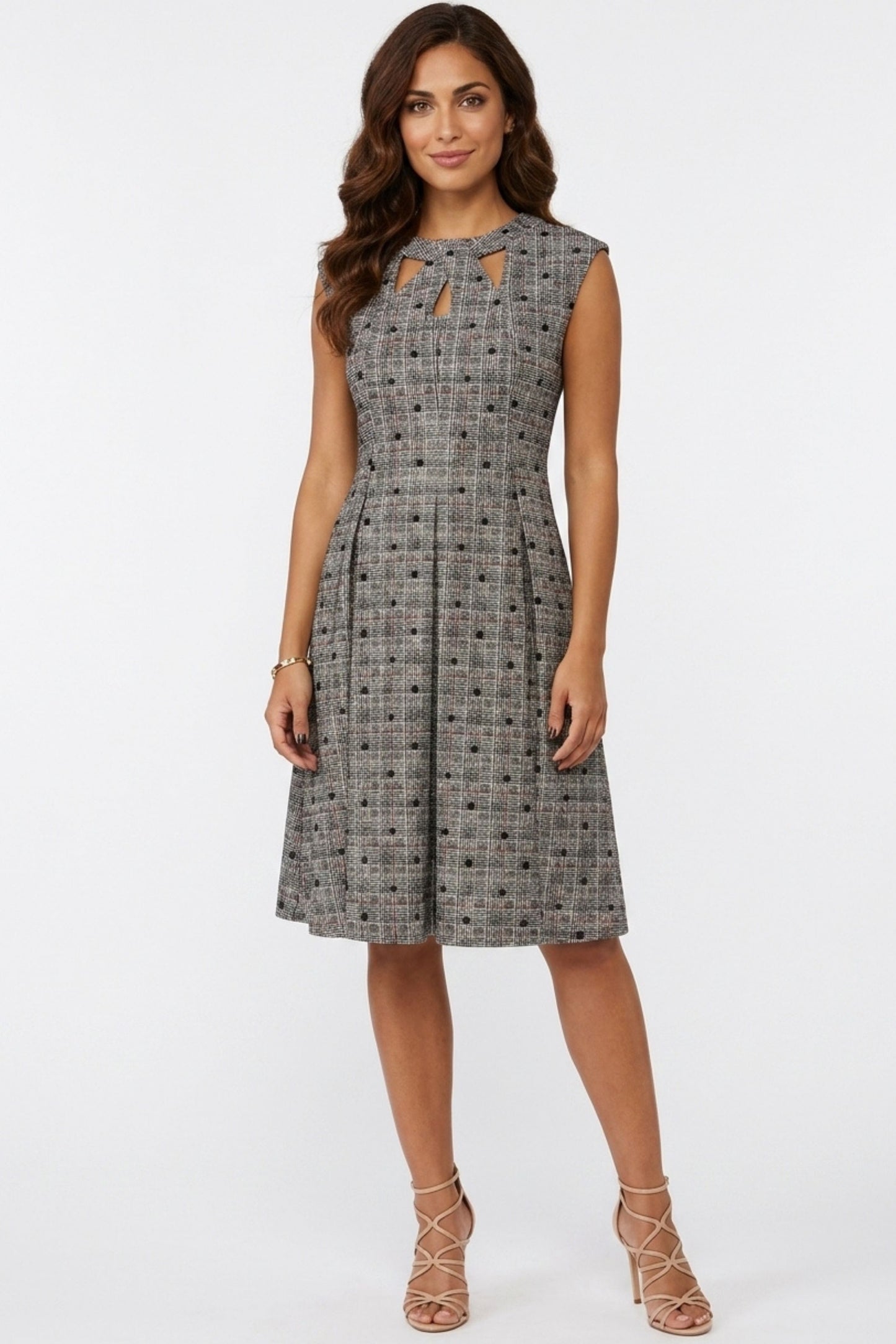 Gabby Skye Plaid Cutout Fit and Flare Party Dress