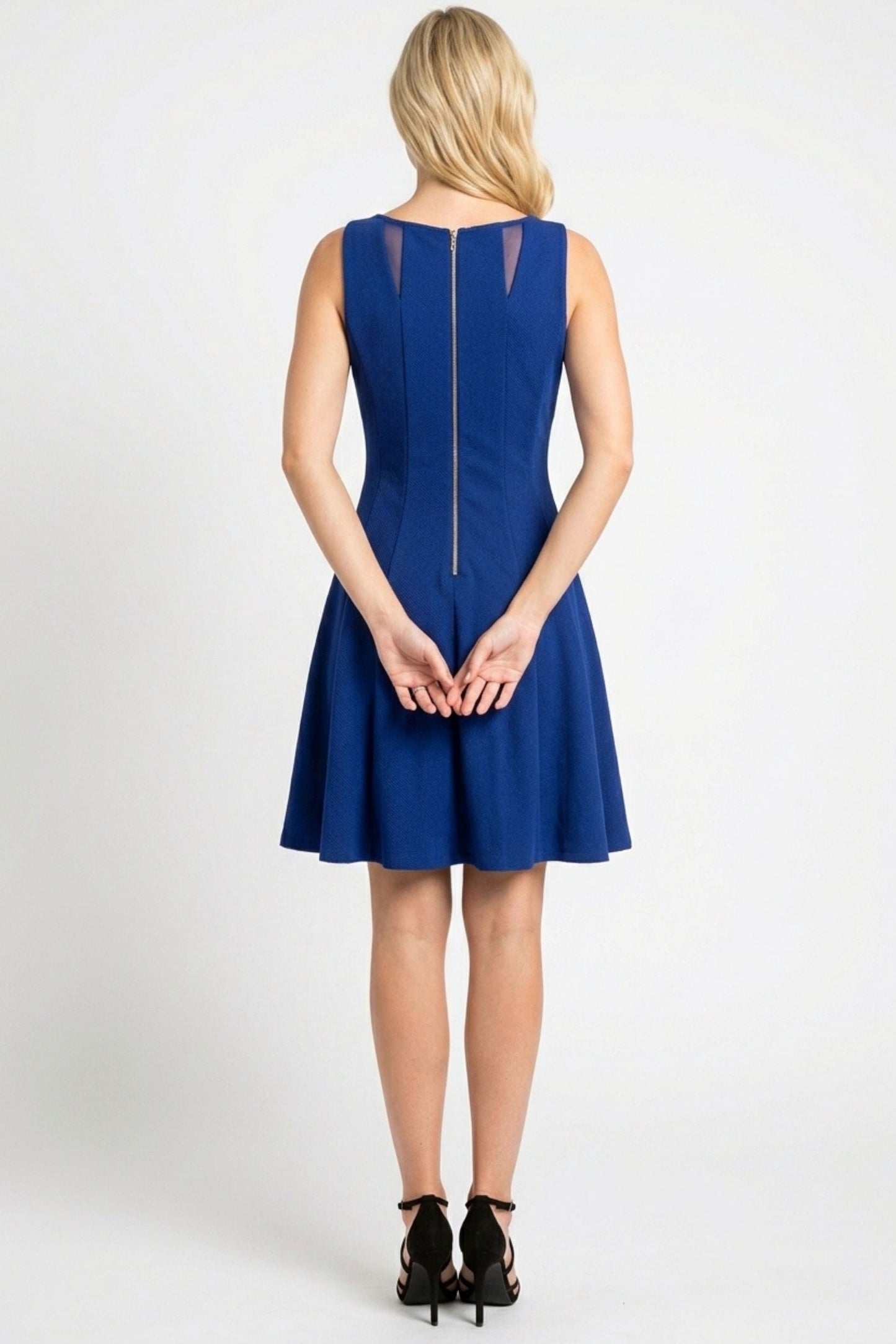 Gabby Skye Illusion Mesh Fit and Flare Party Dress