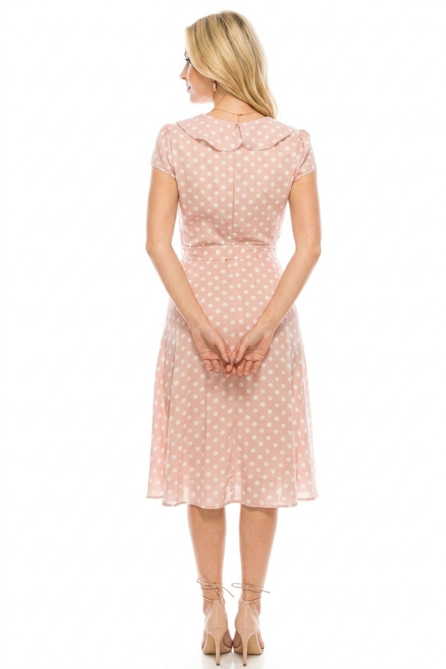 Gabby Skye Polka Dot Ruffle Wrap Party Dress
