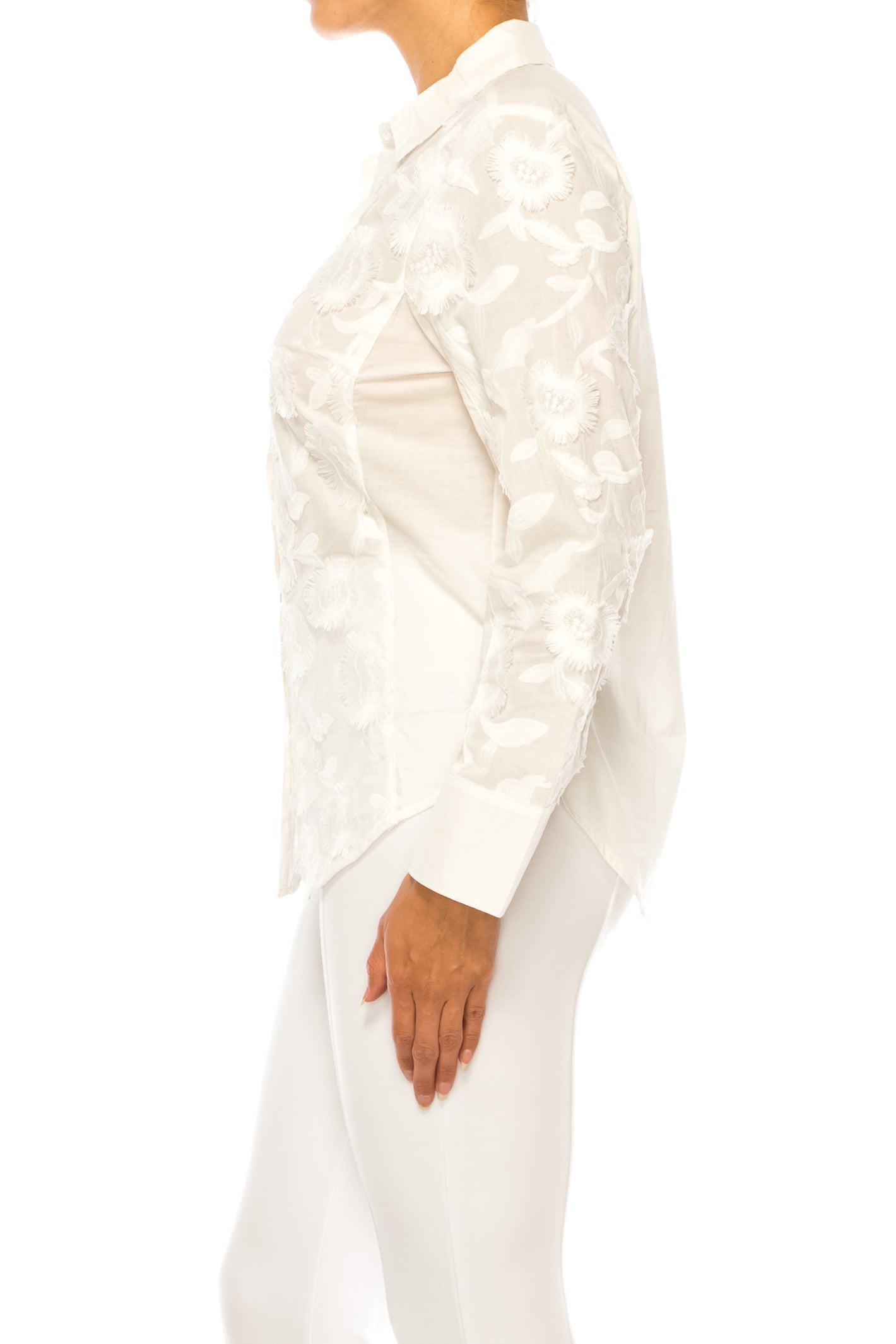 Hester & Orchard Embroidered Button Down Top