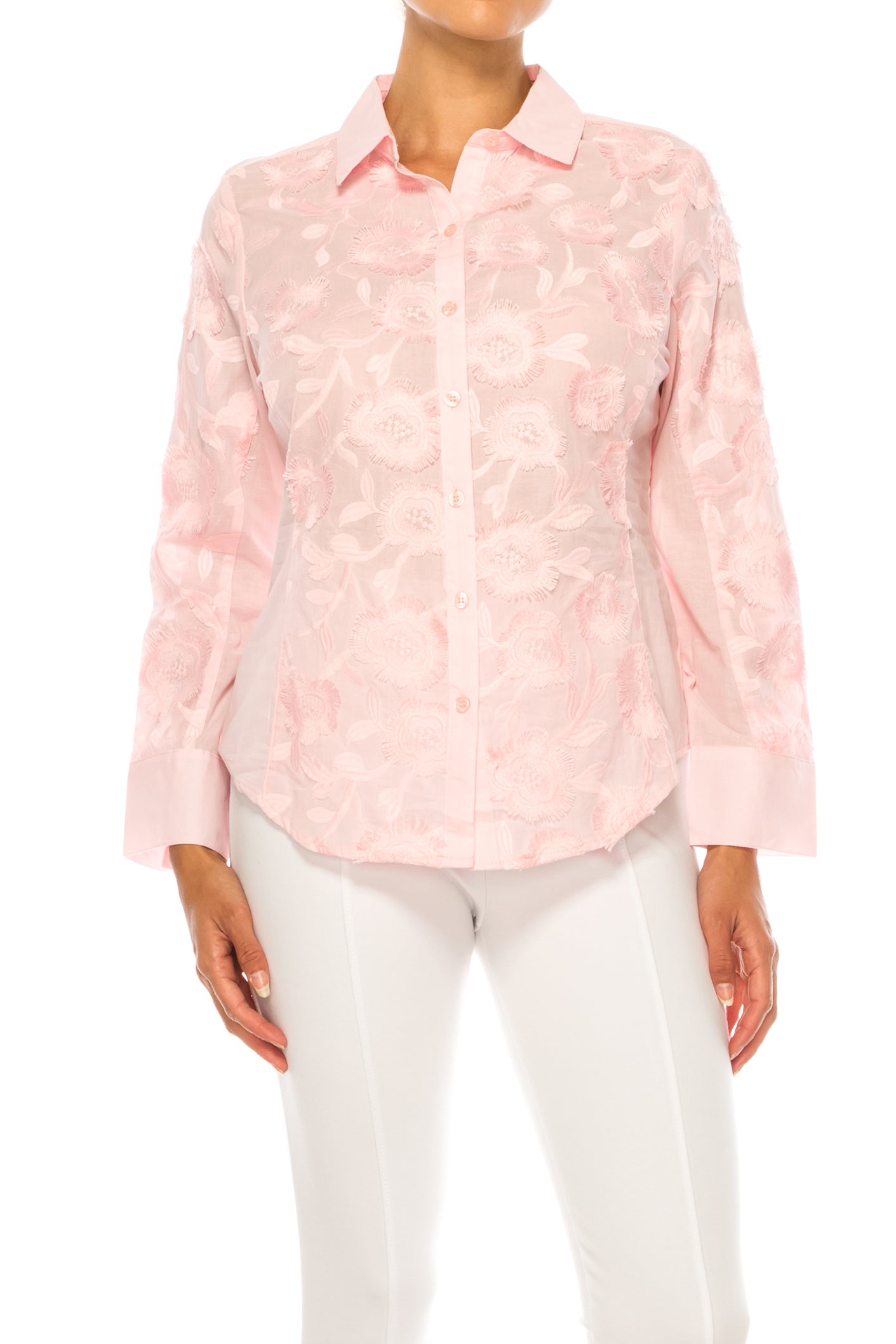 Hester & Orchard Embroidered Button Down Top