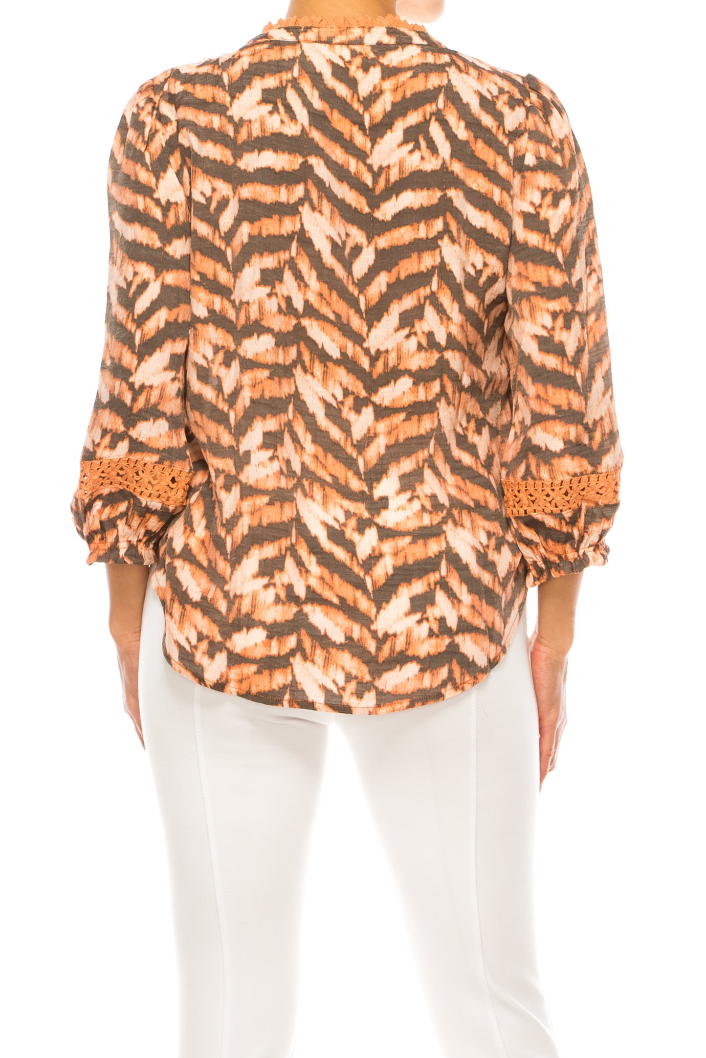 Hope & Harlow Half Button Down 3/4 Sleeve Top