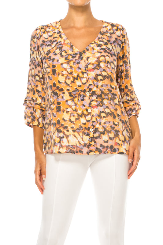 Hope & Harlow Printed 3/4 Sleeve Top