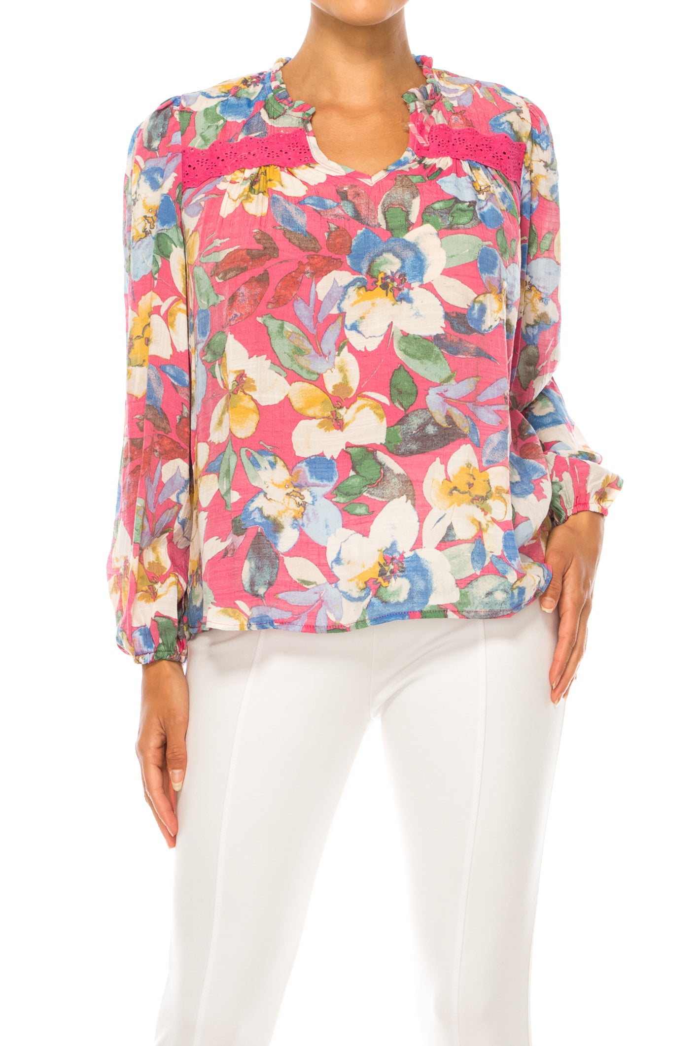 Hope & Harlow Floral Print Peasant Top