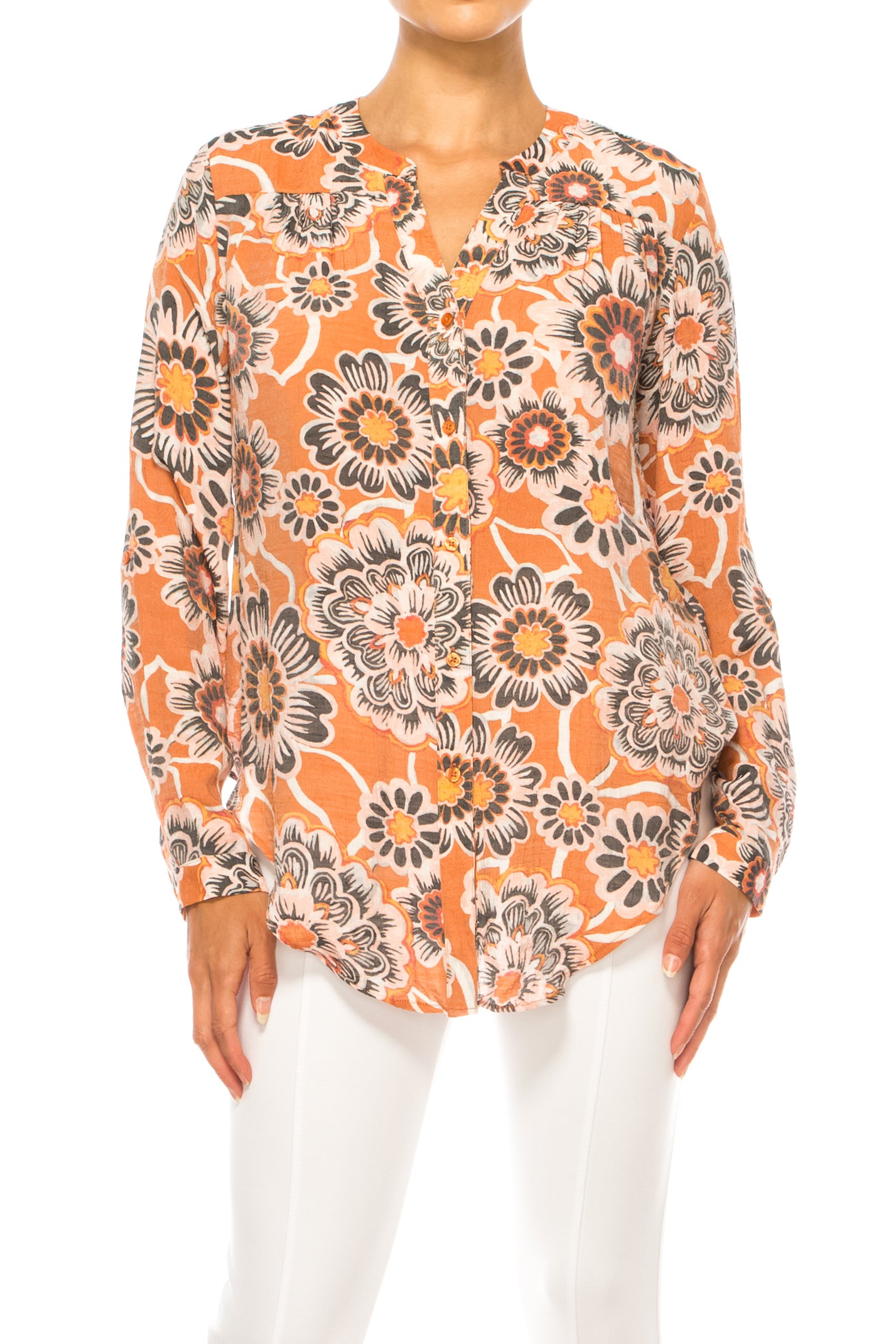 Hope & Harlow Printed Button Down Top
