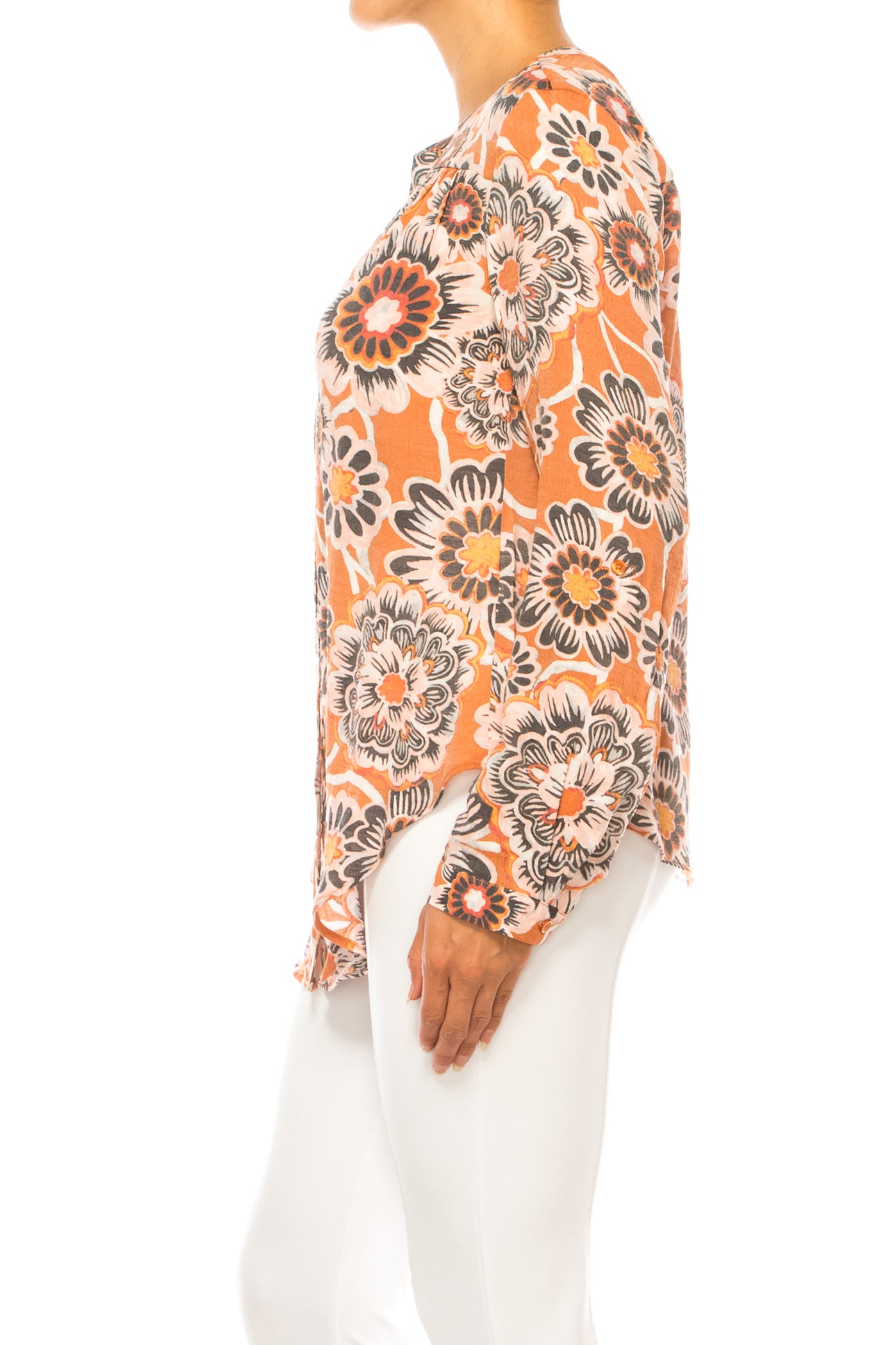 Hope & Harlow Printed Button Down Top