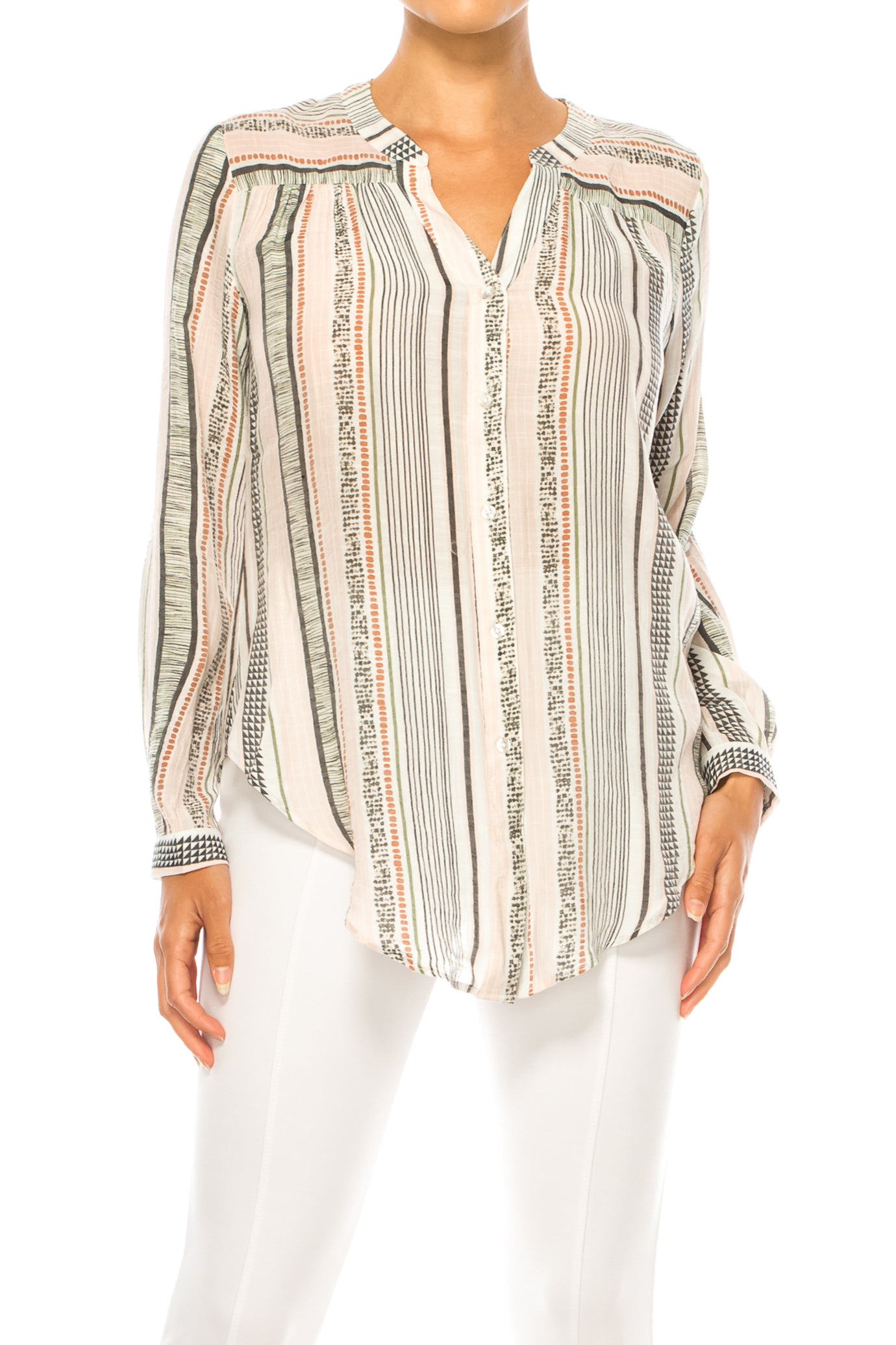 Hope & Harlow Printed Button Down Top
