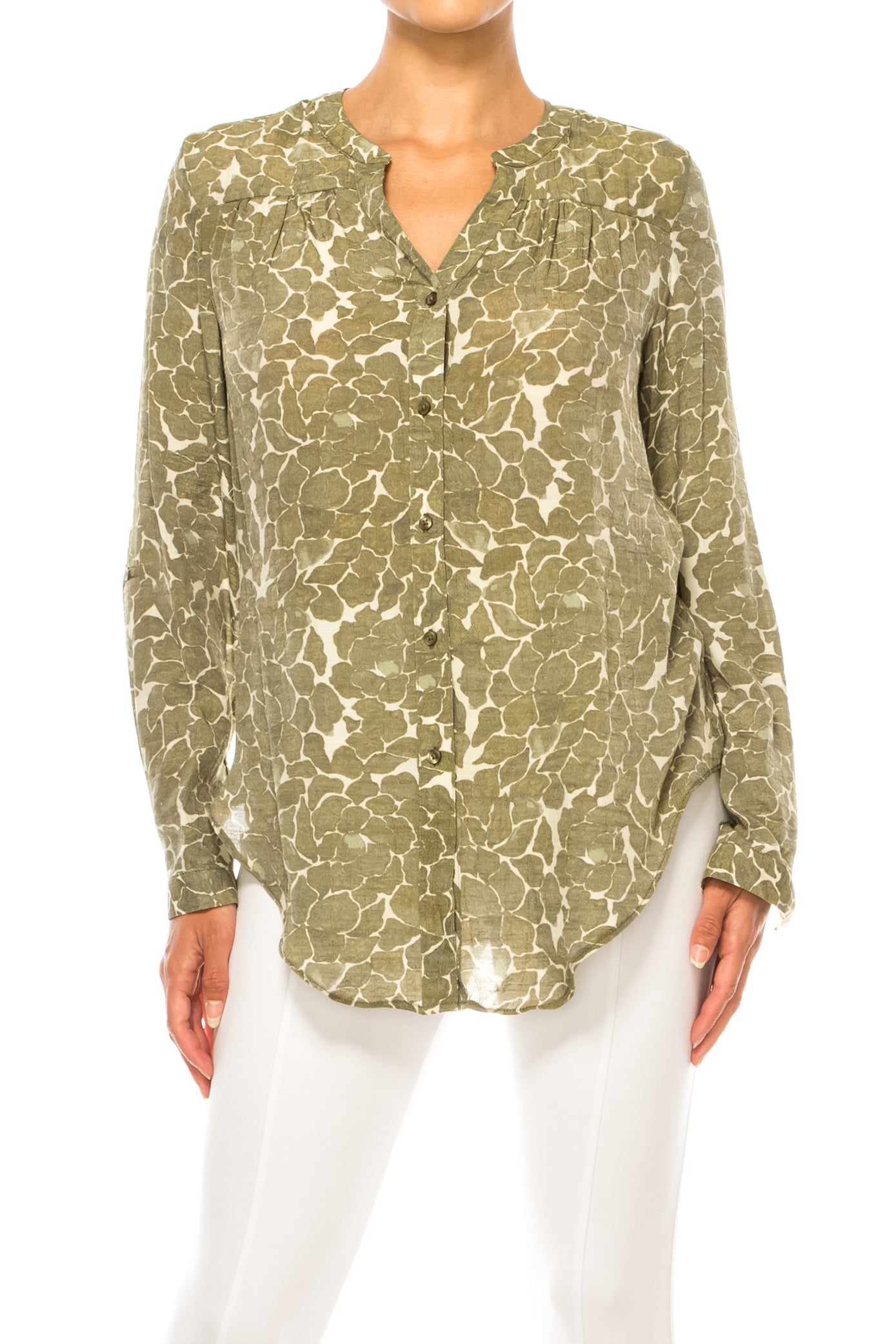 Hope & Harlow Printed Button Down Top