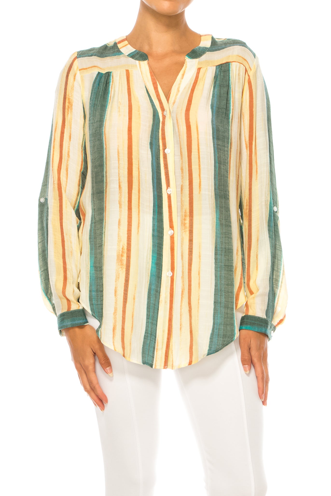Hope & Harlow Printed Button Down Top