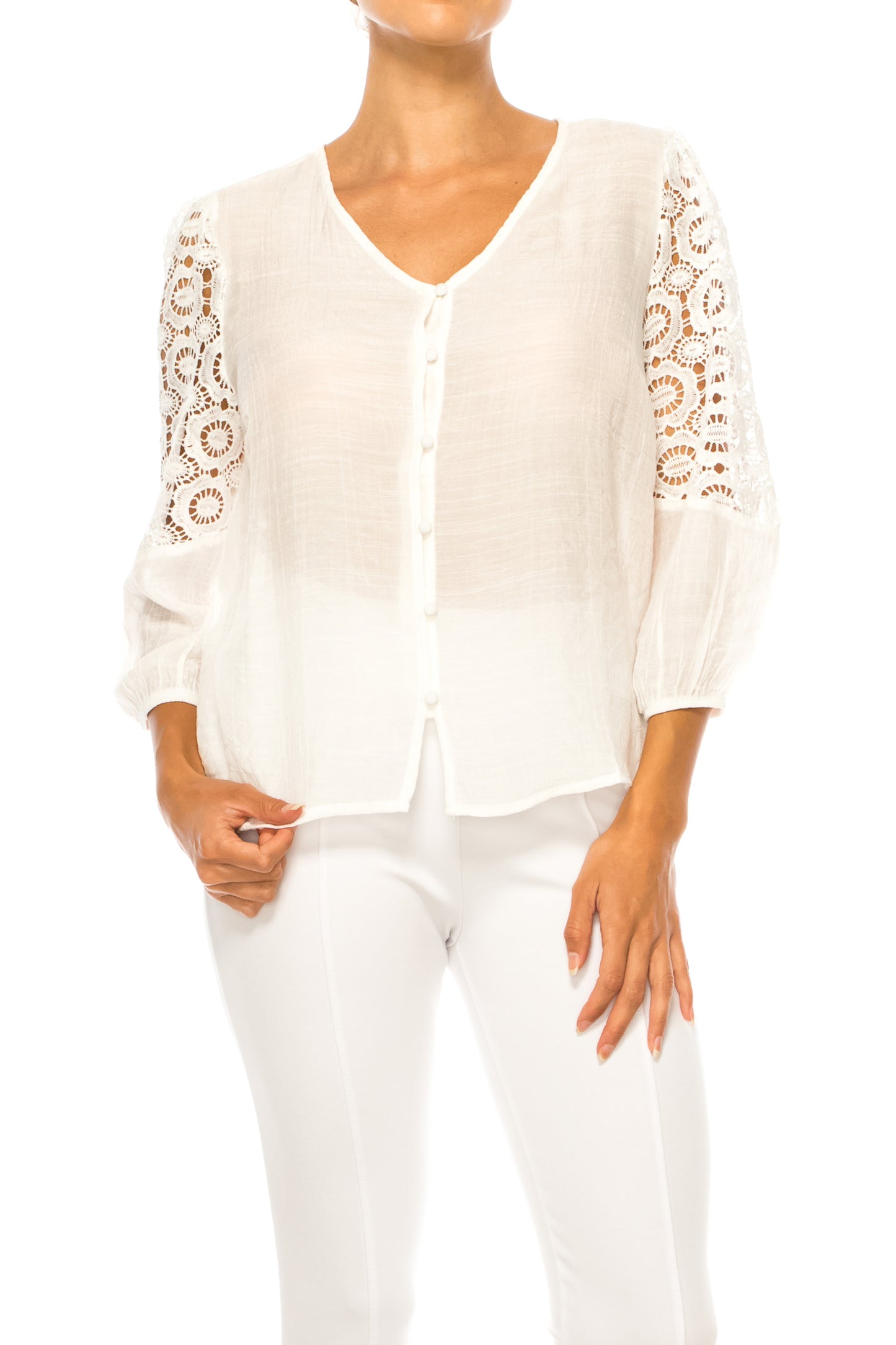 Hope & Harlow 3/4 Sleeve Button Down Top