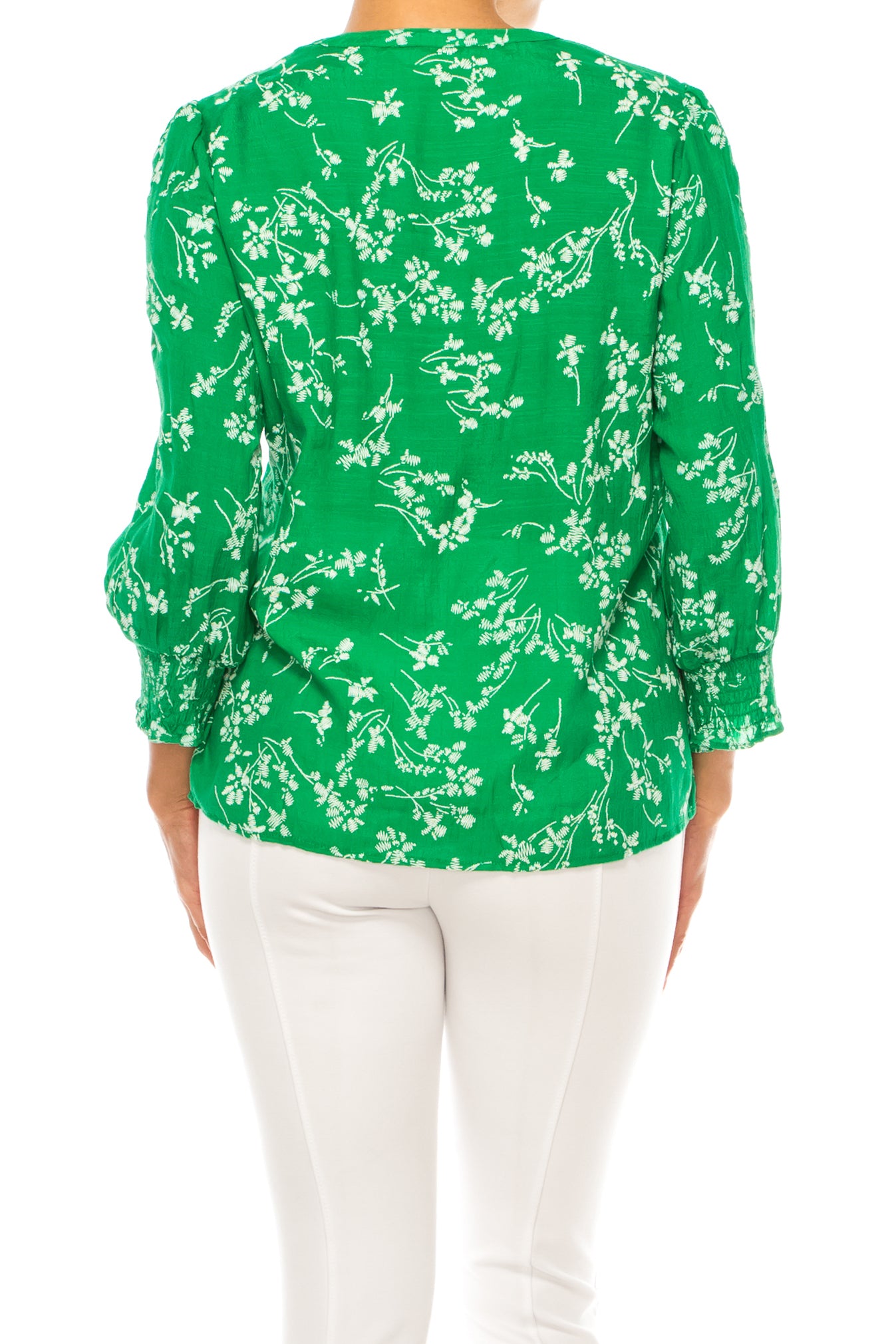 Hope & Harlow Flower Print 3/4 Sleeve Top