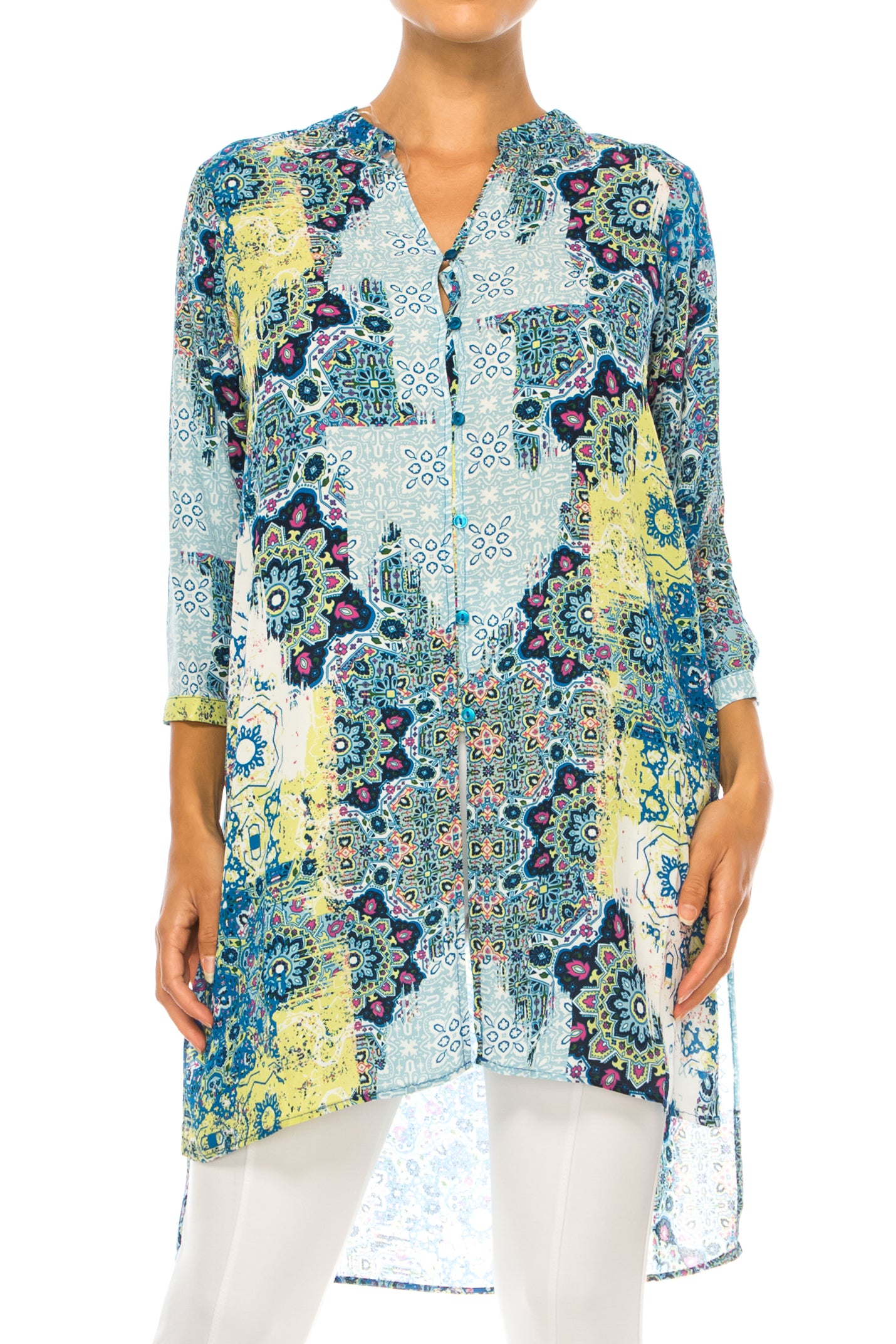 Hope & Harlow Multi Print 3/4 Sleeve Tunic