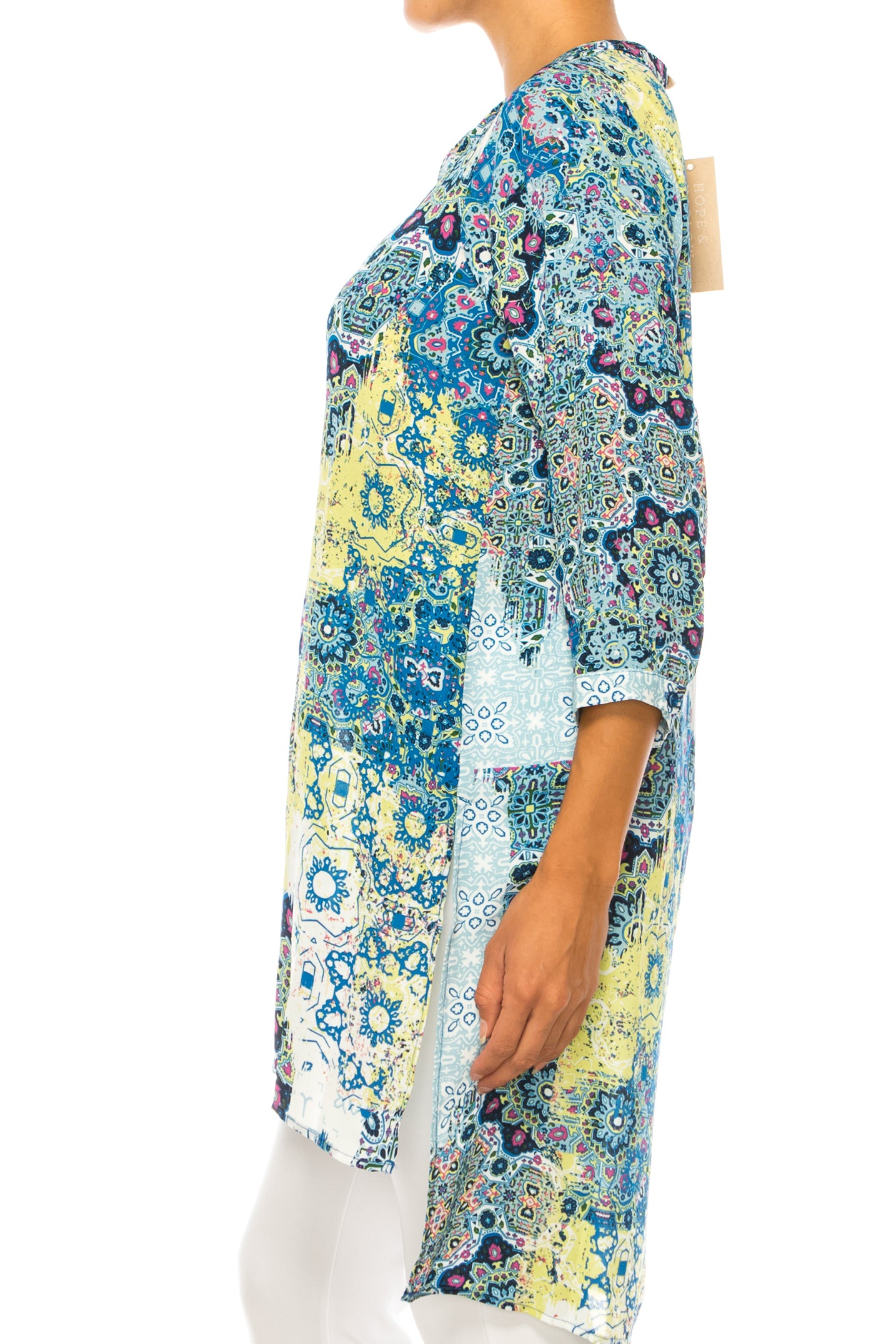 Hope & Harlow Multi Print 3/4 Sleeve Tunic