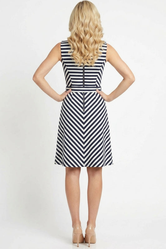 ILE Clothing Sleeveless Belted A-Line Print Dress
