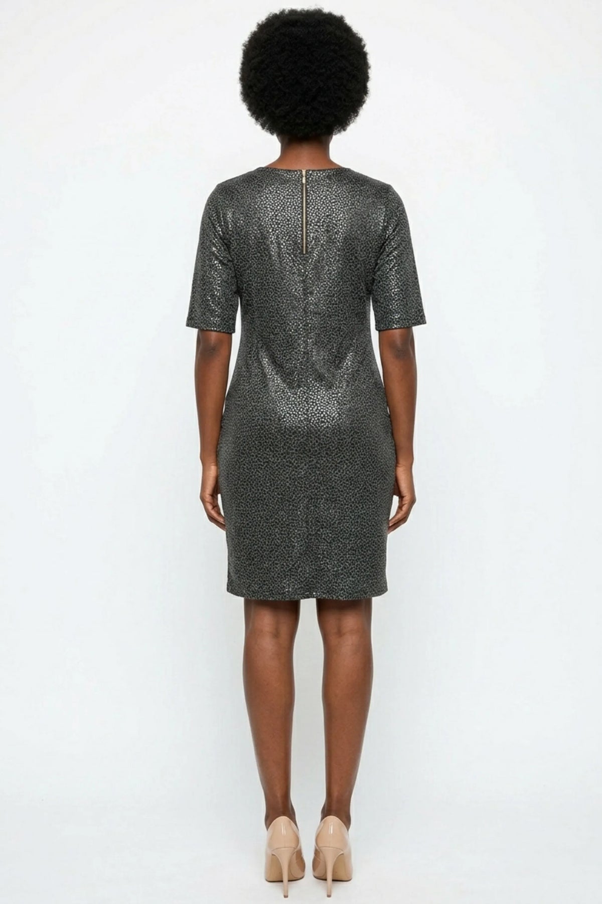 ILE Clothing Grey Black Short Sleeve Dress