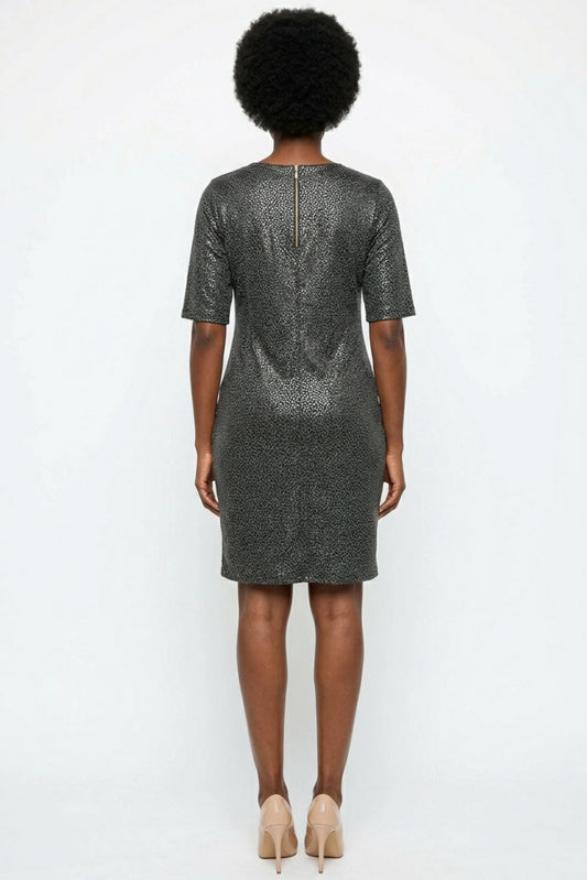 ILE Clothing Grey Black Short Sleeve Dress
