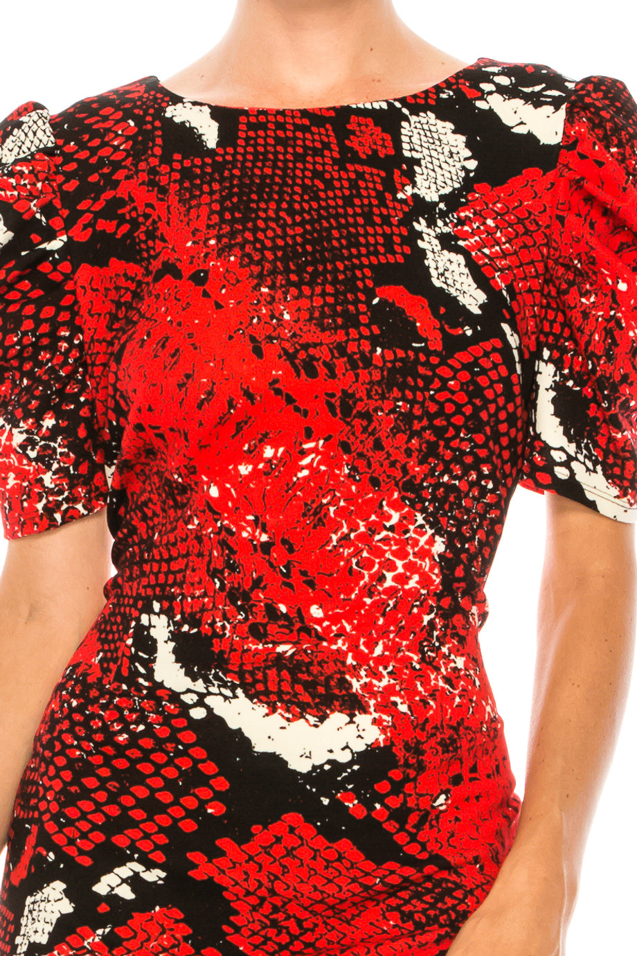 ILE Clothing Multi Color Printed Princes Short Sleeve Sheath Dress