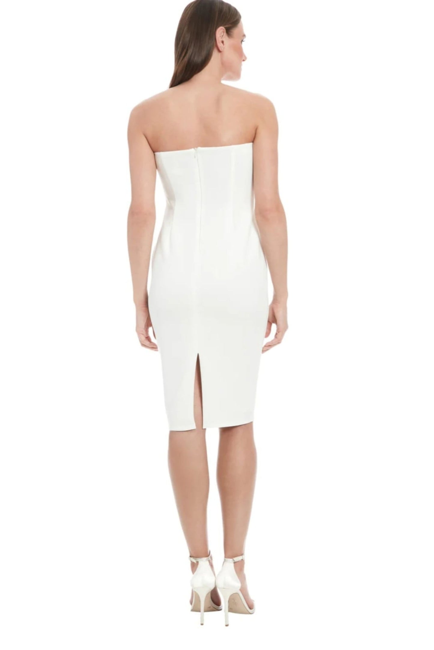 Ivy & Blu Reagan Ivory 3D Floral Applique Strapless Sheath Dress