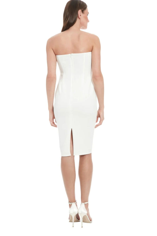Ivy & Blu Reagan Ivory 3D Floral Applique Strapless Sheath Dress