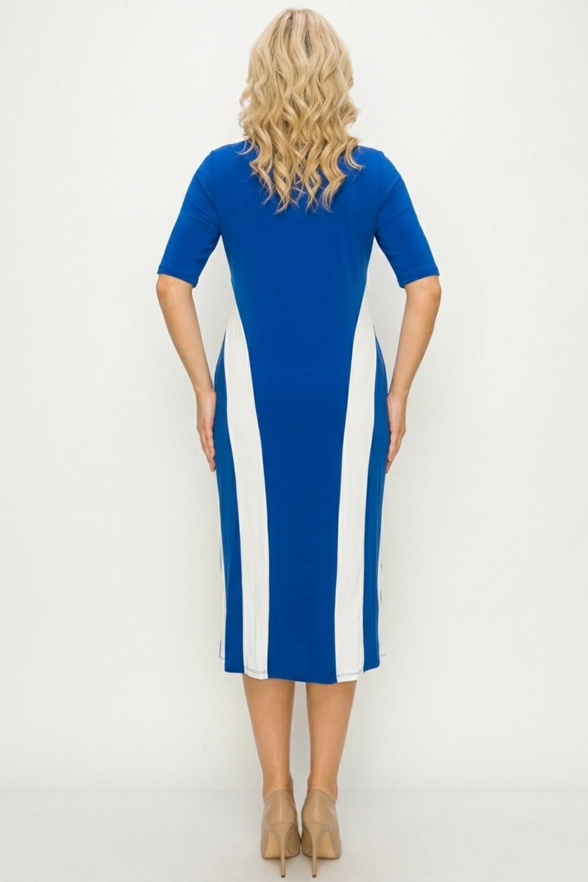 ILE Clothing Short Sleeve Side Stripe Detail Midi Dress (MORE COLORS)