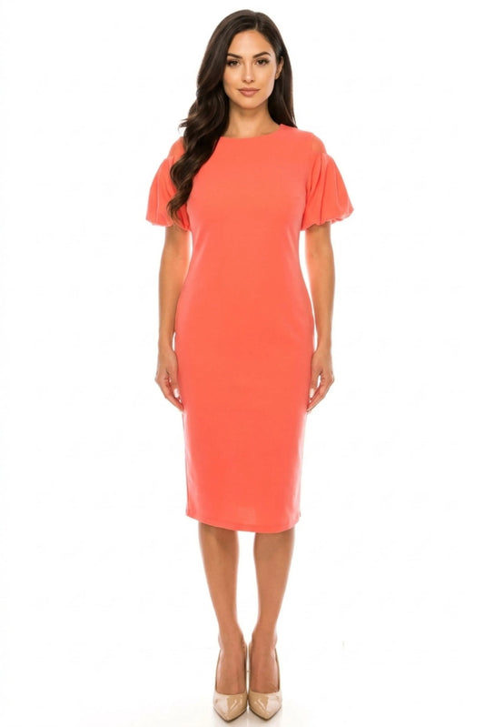 ILE Clothing Puff Sleeve Sheath Dress