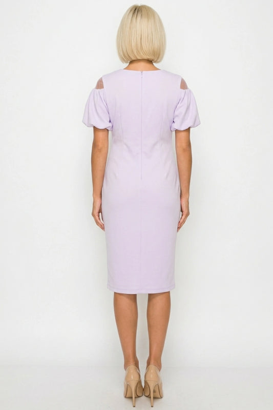 ILE Clothing Puff Sleeve Sheath Dress