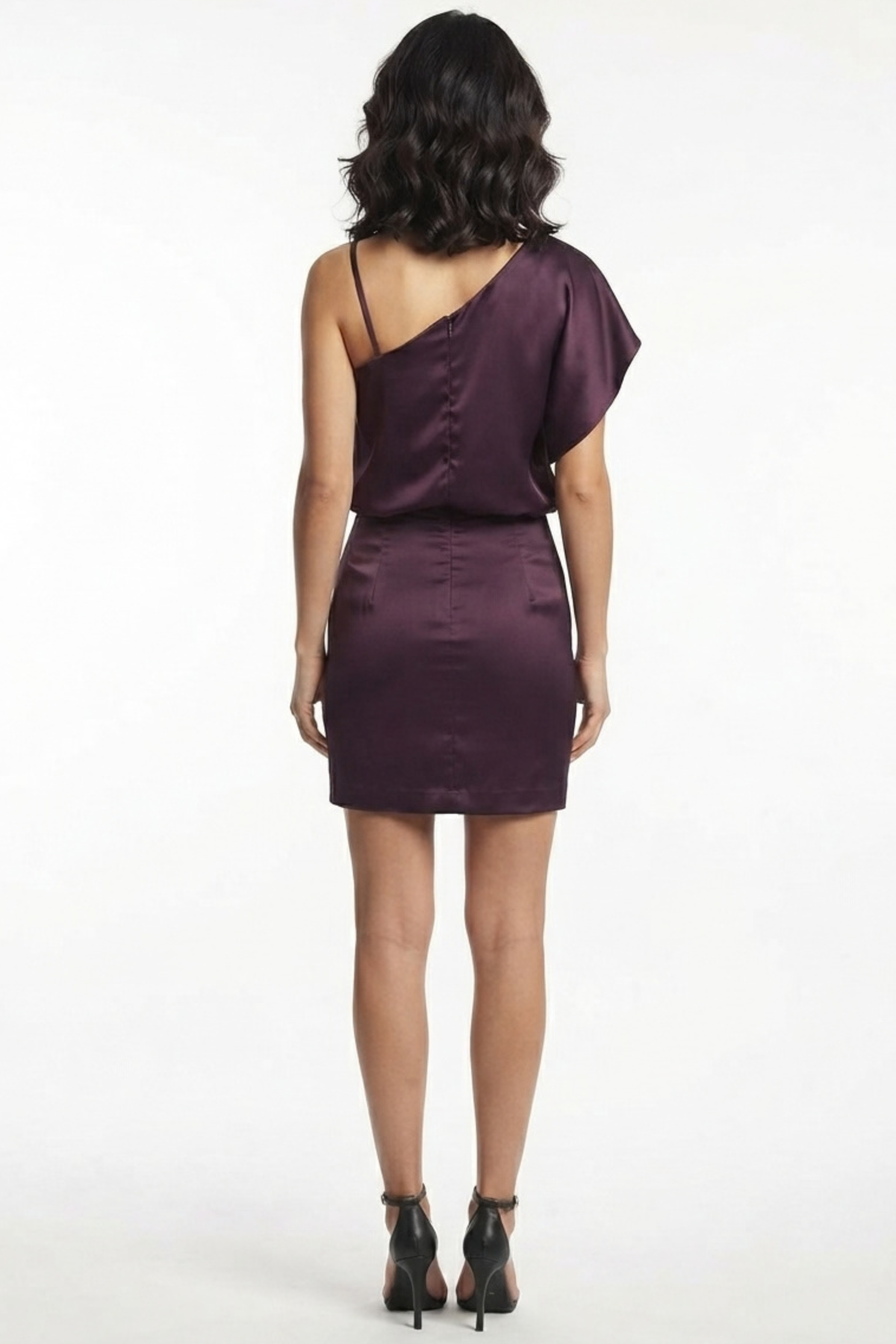 Jessica Simpson  Asymmetric One-Shoulder Satin Mini Dress