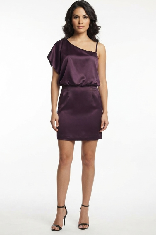 Jessica Simpson  Asymmetric One-Shoulder Satin Mini Dress