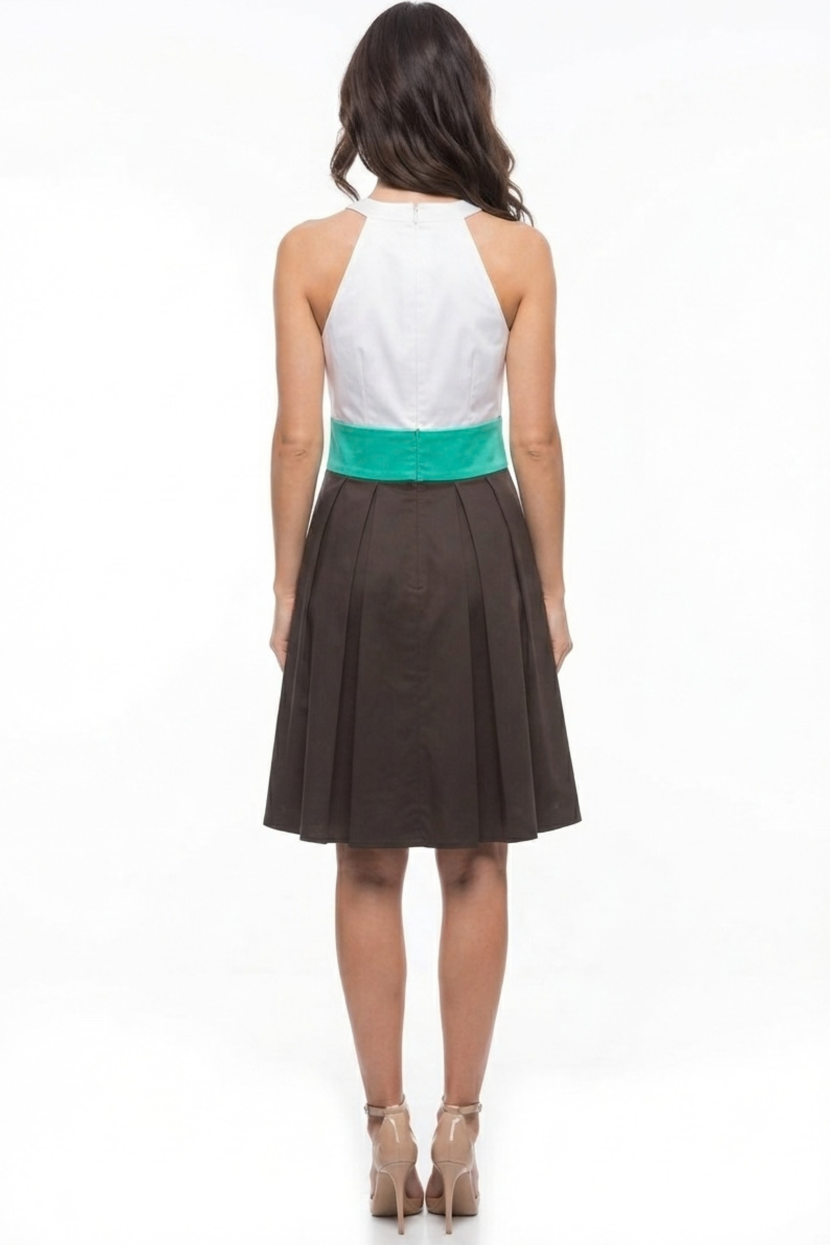 Jessica Simpson Keyhole Halter Pleated A-Line Cocktail Dress