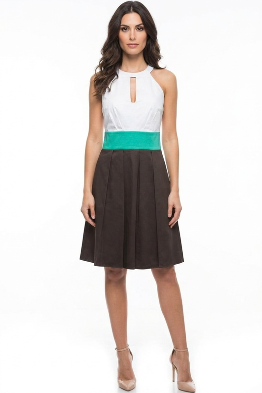 Jessica Simpson Keyhole Halter Pleated A-Line Cocktail Dress