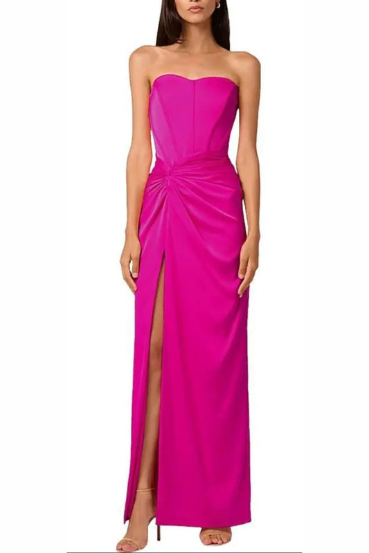 LIV FOSTER Pink Flame Strapless Long Evening Dress
