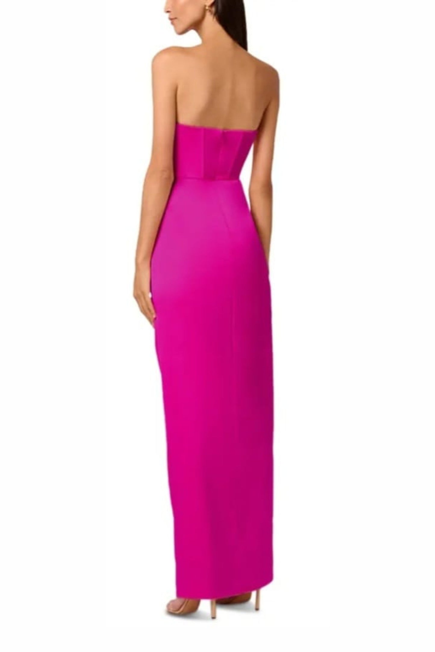 LIV FOSTER Pink Flame Strapless Long Evening Dress