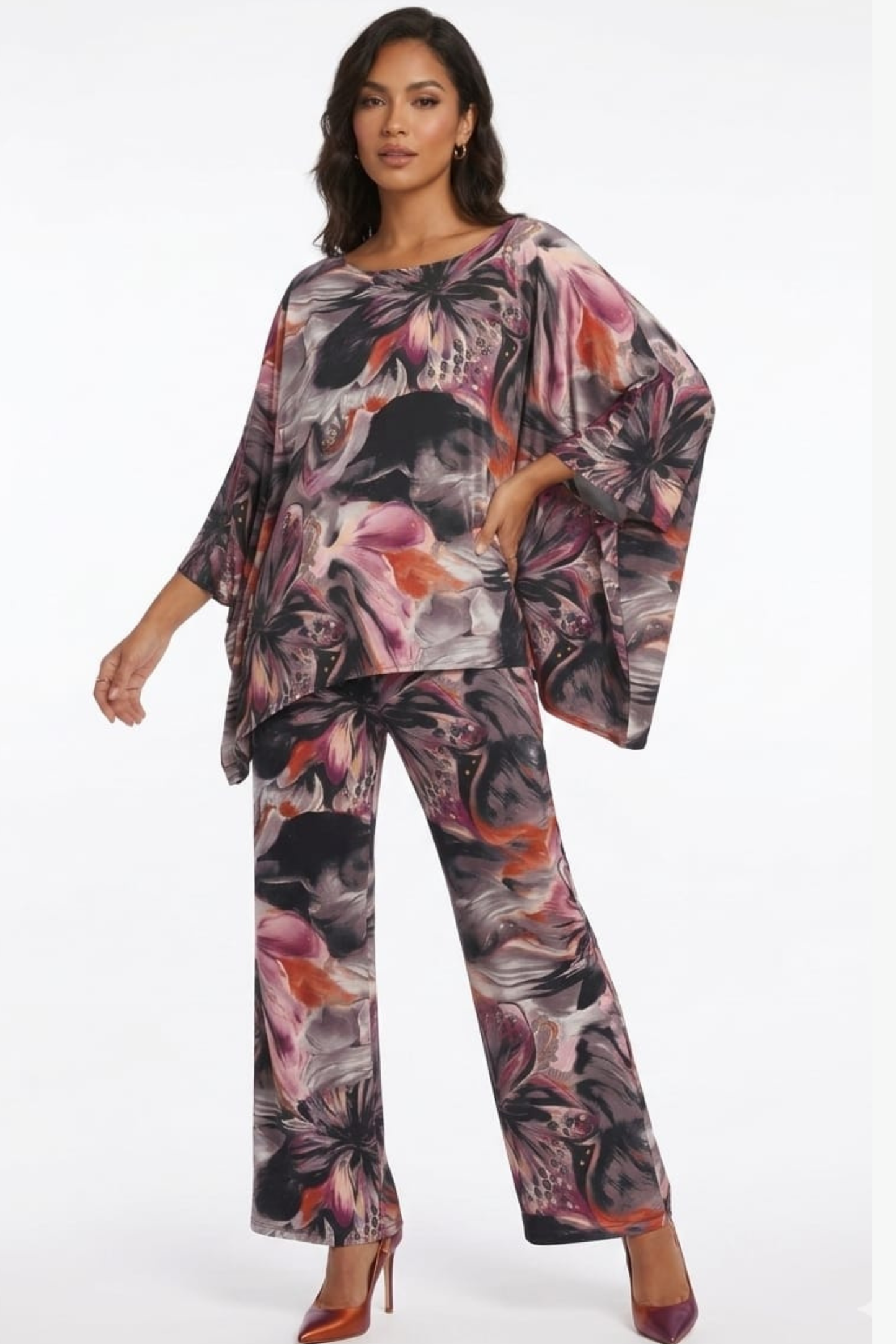 Lola Poncho Top & Wide-Leg Pant Set